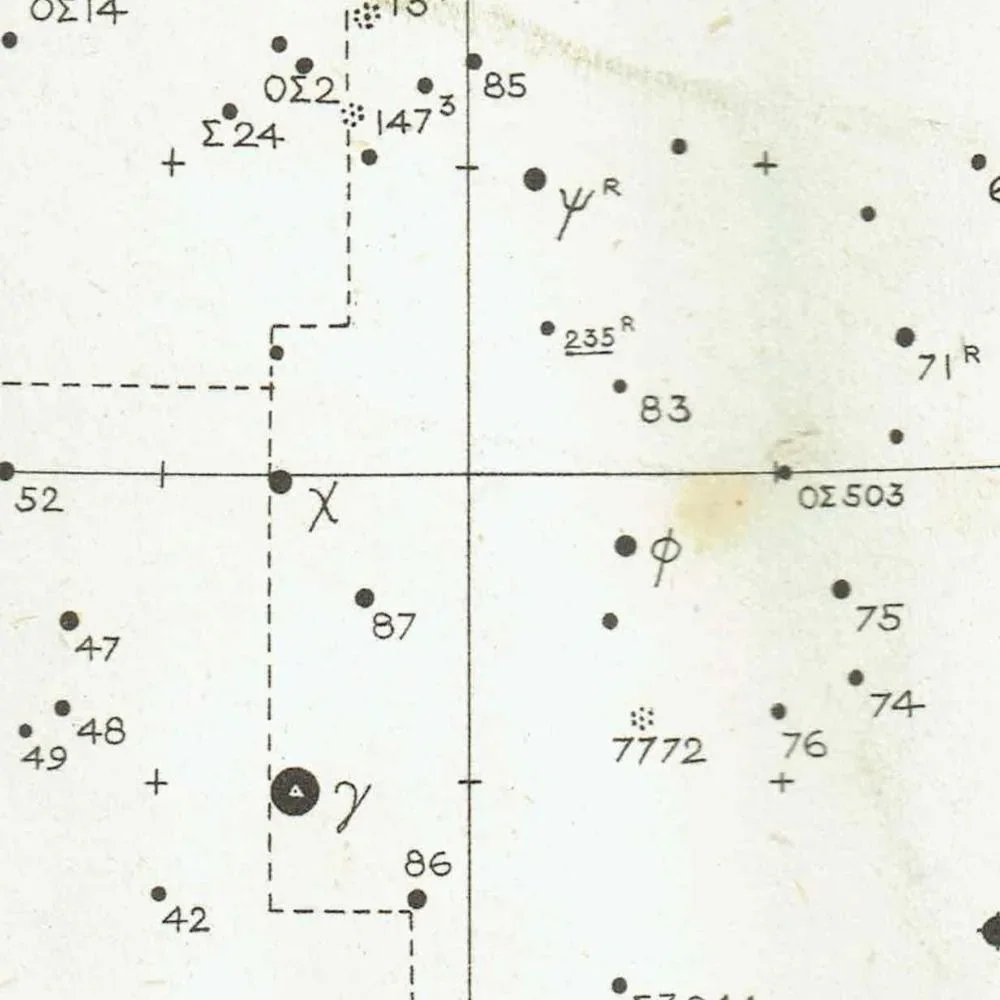 1943 Pegasus & Andromeda Star Chart - Original Vintage Print By Norton - Celestial Map Astronomy Constellation Atlas - 8.5 x 10.4 in
