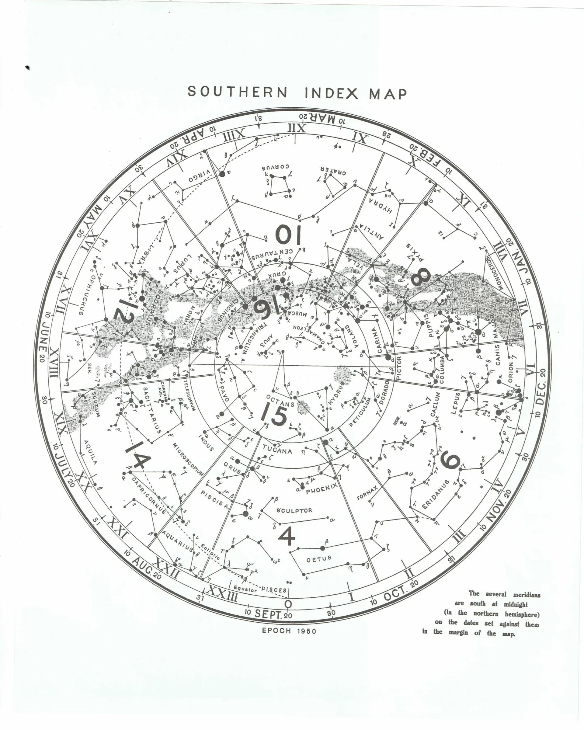 Vintage Southern Index Map Print - 1978 Celestial Chart
