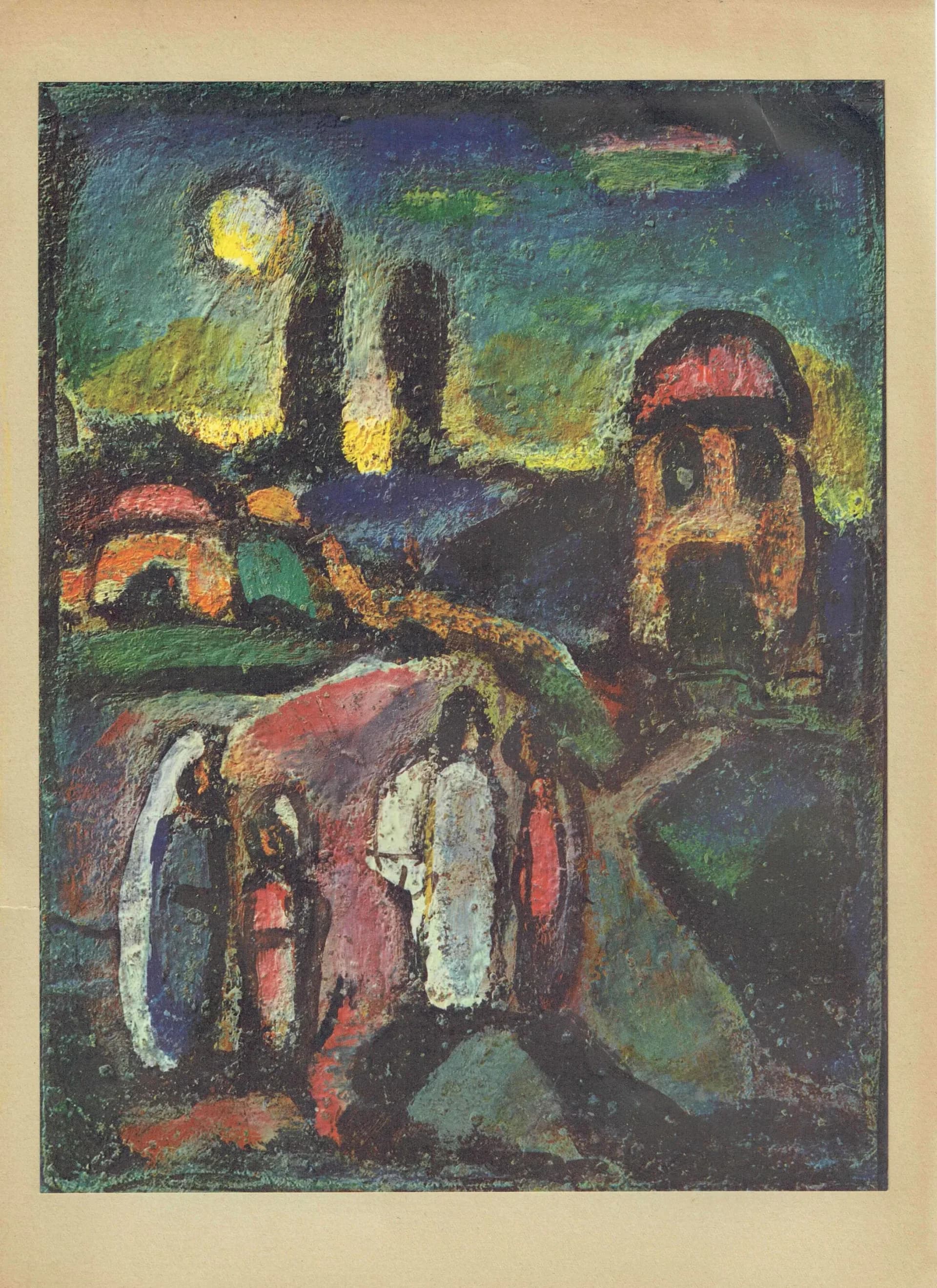 1947 Pastorale Chretienne - Original Vintage Heliogravure By Rouault - Stella Vespera Soleils French Expressionist Sacred Art - 9 x 11.75 in