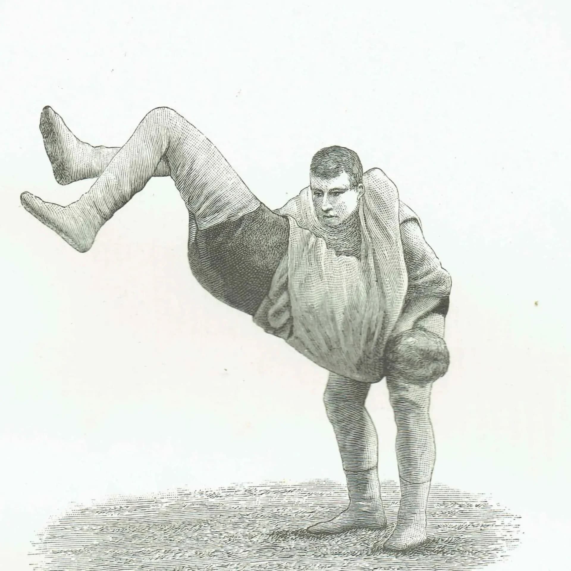 1889 The Hold Cornwall Devon Wrestling Technique - Original Antique Engraving - Badminton Library Victorian Sports Martial Arts - 5 x 7 in