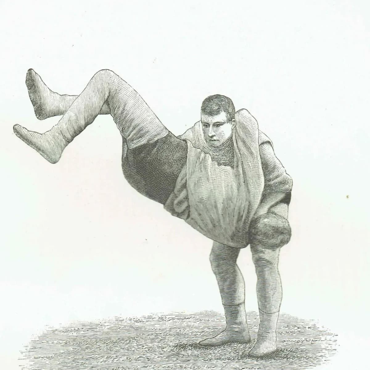 1889 The Hold Cornwall Devon Wrestling Technique - Original Antique Engraving - Badminton Library Victorian Sports Martial Arts - 5 x 7 in
