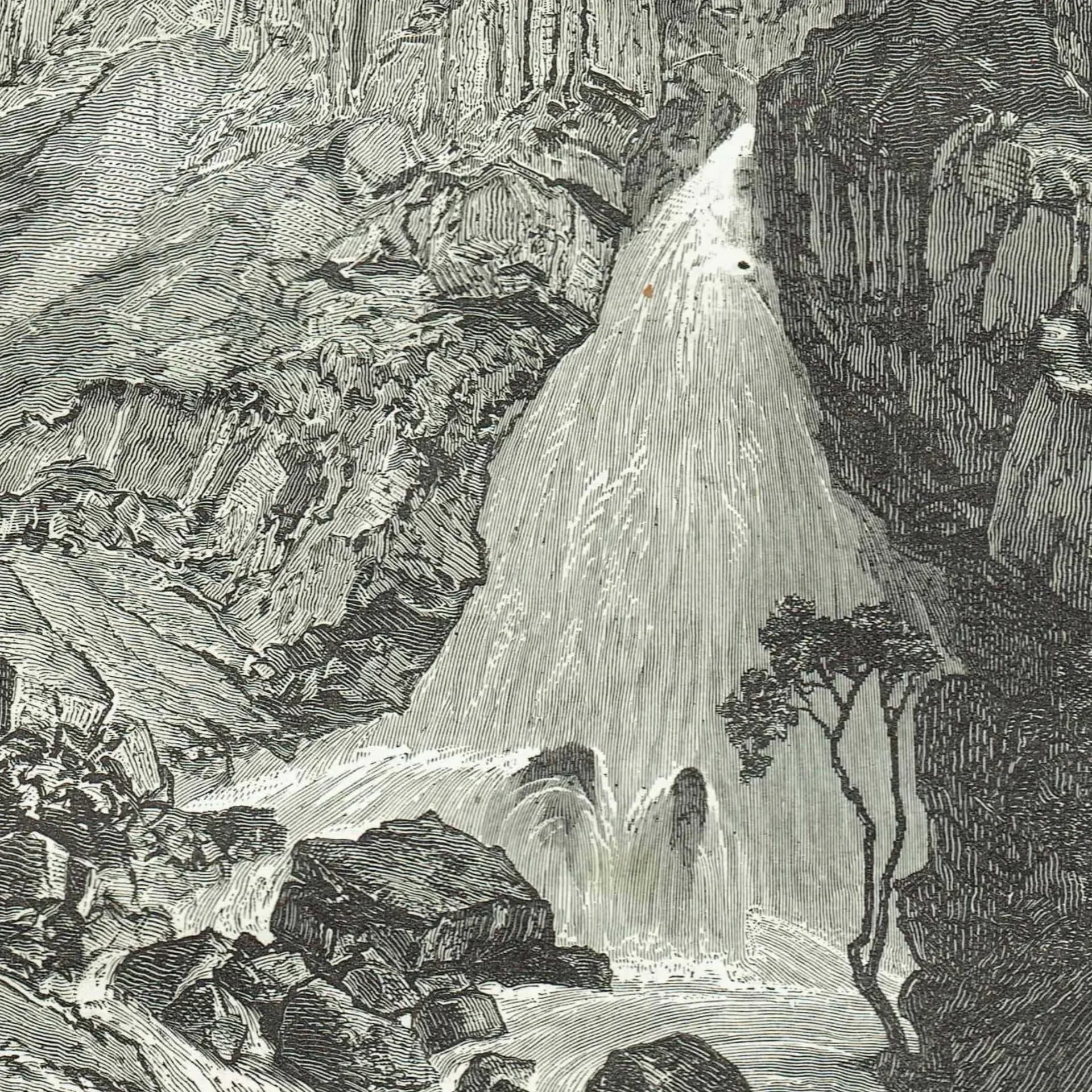 1869 Falls of Davezout Abyssinian Plateau - Original Antique Print - Illustrated Travels Royal Geographical Society Ethiopia - 11.75 x 8....