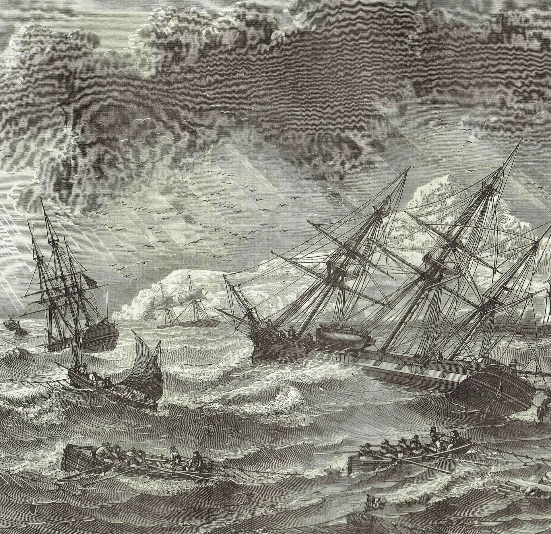 1870s Coast View of Iceland - Antique Engraving - Victorian Sailing Ships Nautical Travel Arctic Scene - 8 x 11.5 in