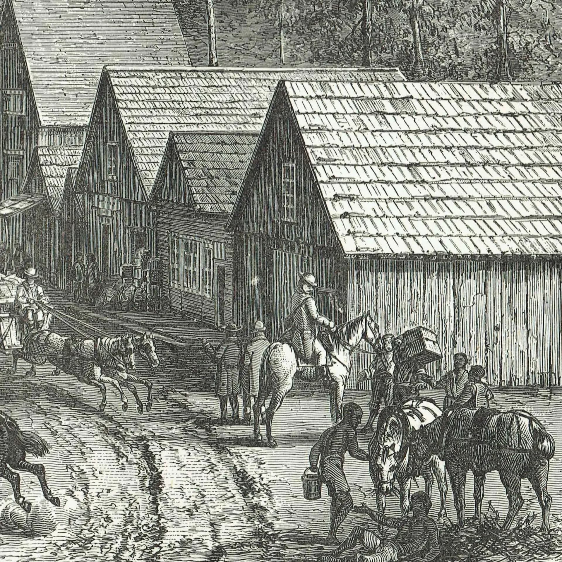 1875 New Settlement in the North-West - Antique Engraving - Illustrated Travels Vol 6 Pioneer Frontier Scene - 11.5 x 8 in
