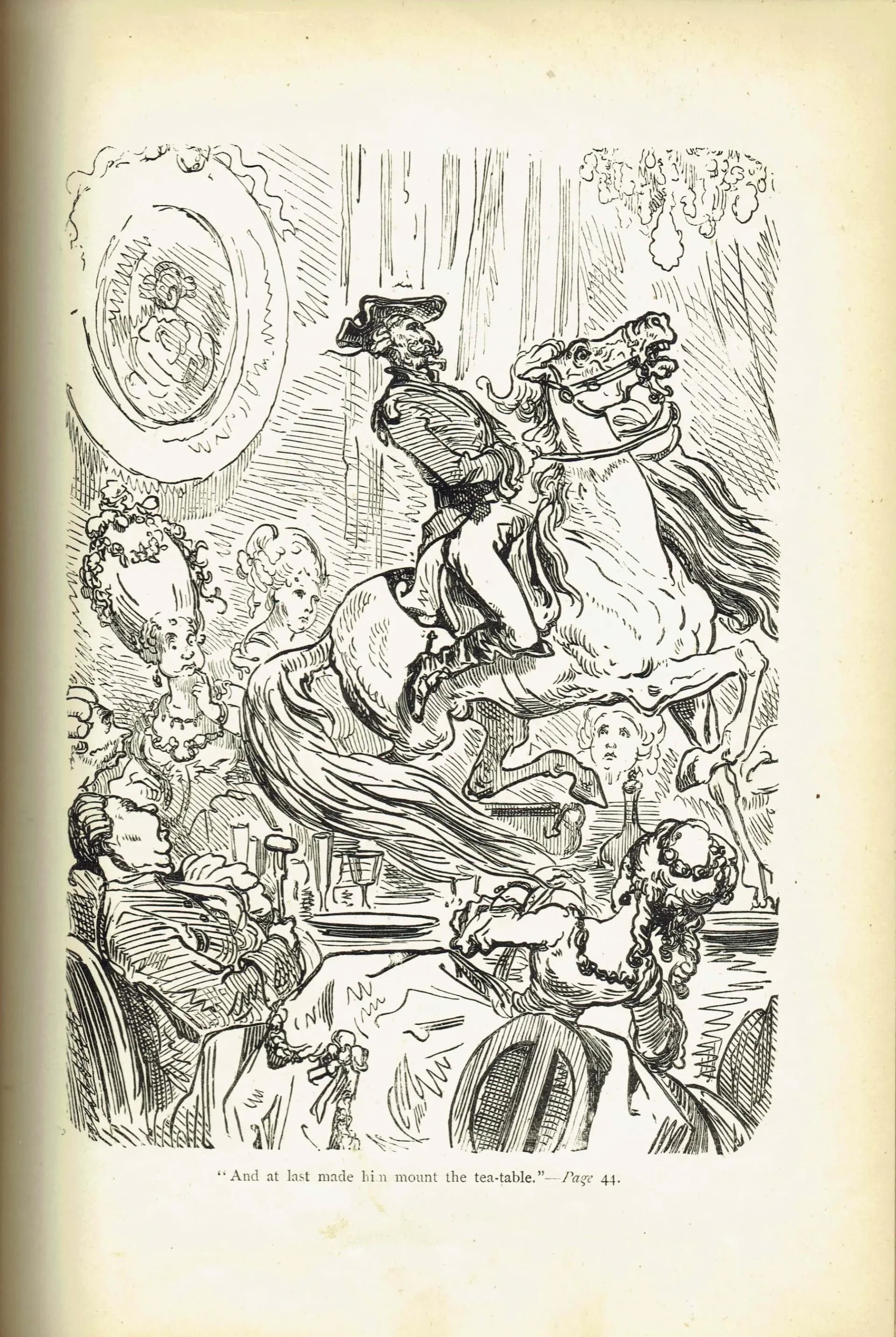 1867 Baron Munchausen Horse - Original Antique Print By Doré - Fantasy Adventure Tale Illustration Literature - 6 x 9 in