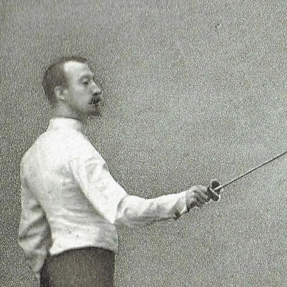 1889 Fencing Salute Recognition to the Right - Original Antique Engraving - Victorian Badminton Library Sports Instruction Manual - 5 x 7 in