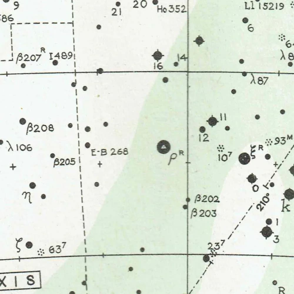 1943 Star Chart Map 8 - Original Vintage Print By Arthur P Norton - Constellation Astronomy Celestial Atlas Gall Inglis - 8.5 x 10.4 in