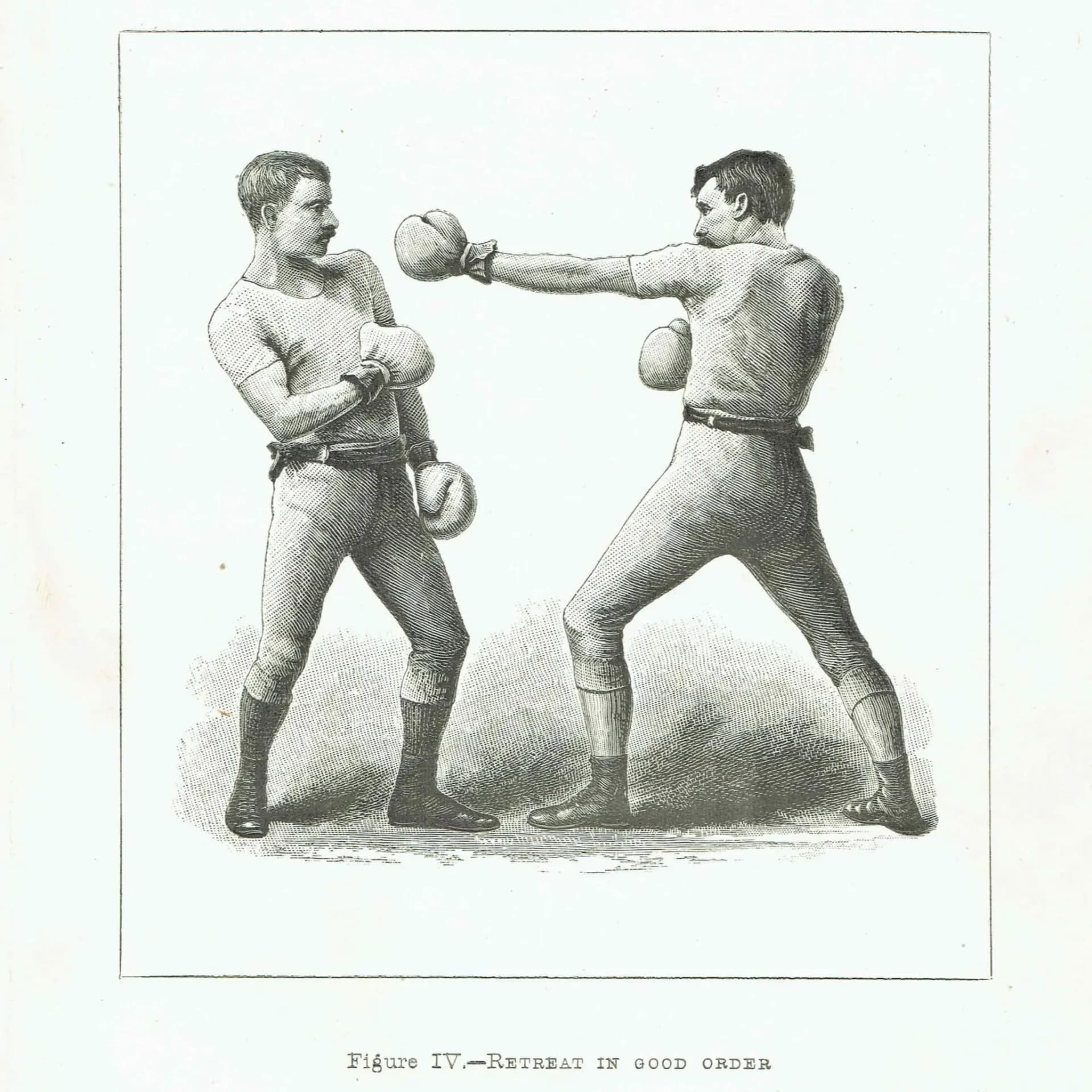 1889 Boxing Retreat Technique - Original Antique Print - Badminton Library Victorian Sports Pugilism Athletic Training - 5 x 7 in