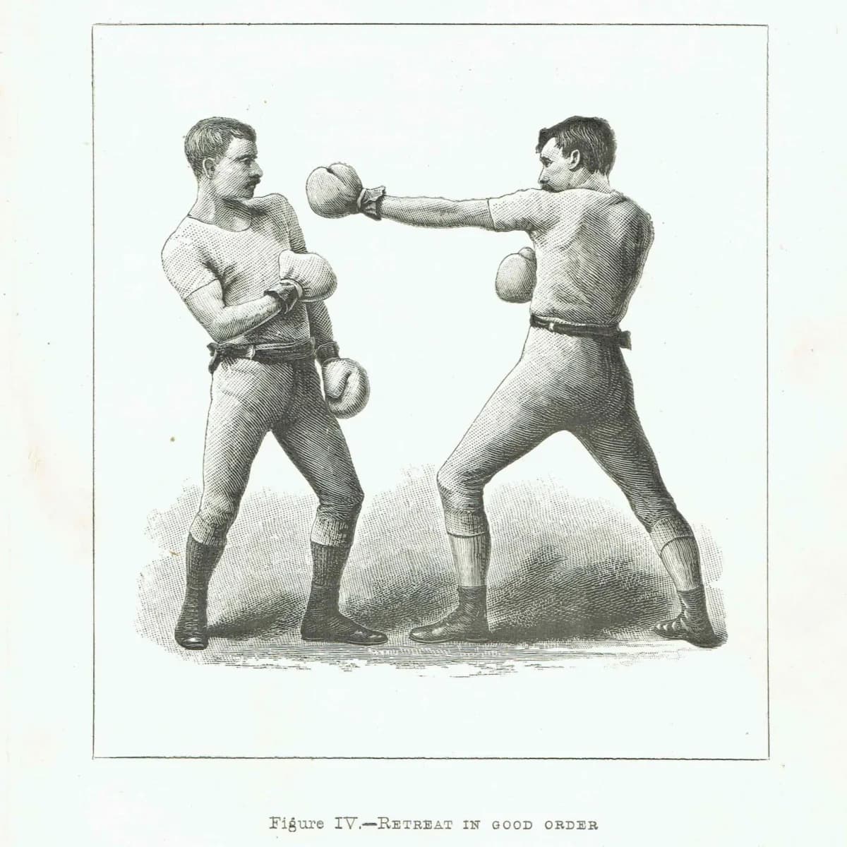 1889 Boxing Retreat Technique - Original Antique Print - Badminton Library Victorian Sports Pugilism Athletic Training - 5 x 7 in