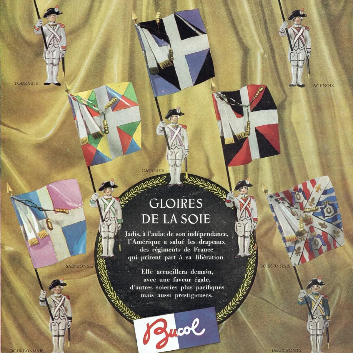 1947 Bucol Gloires de la Soie & Bruyère Haute Couture - Original Vintage Print - French Silk Ad Soleils Folio Paris Fashion - 9.5 x 13.25 in