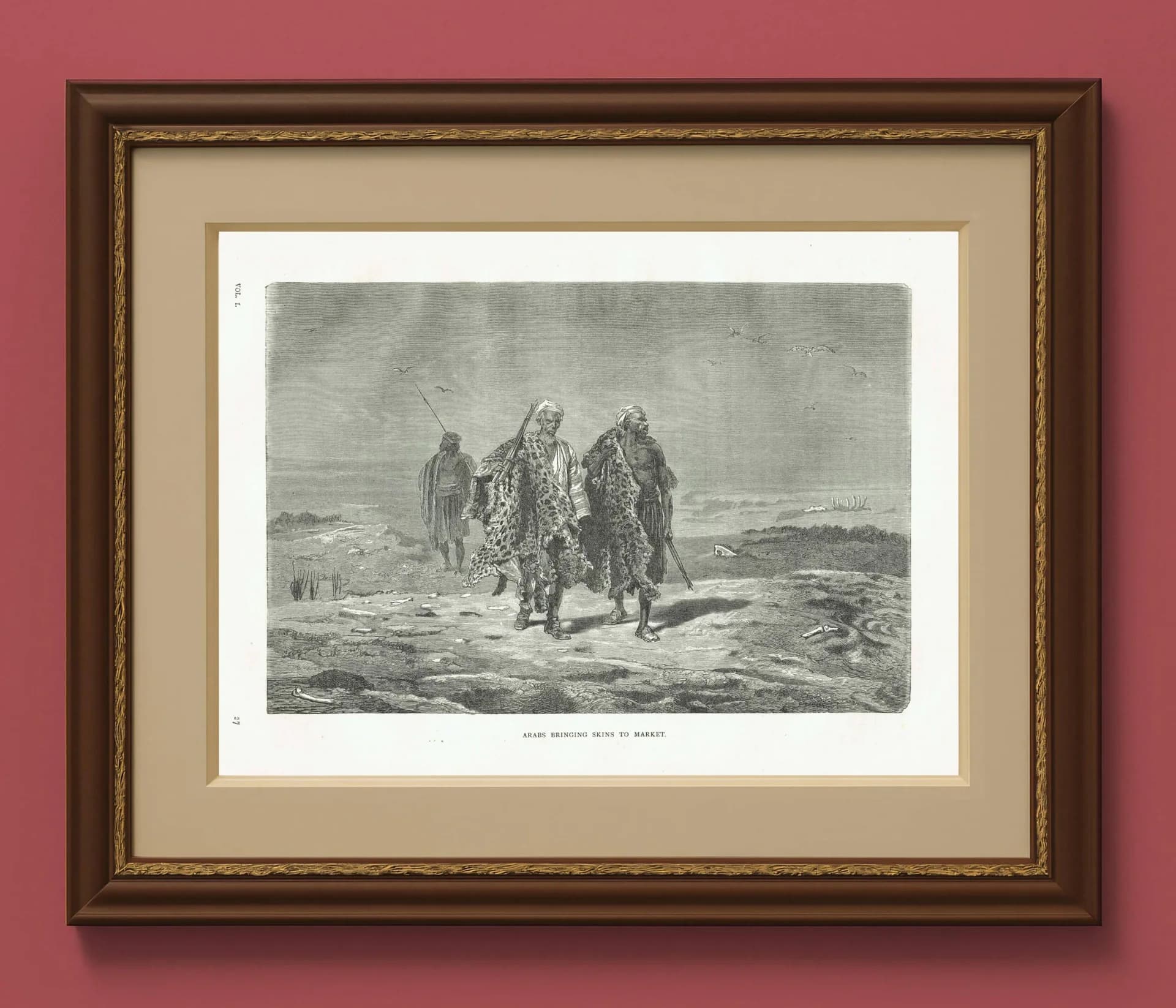1870s Original Victorian Travel Print - Arabs Market Scene - Antique Woodblock Print - Illustrated Travels Book - 12 x 8.5 in
