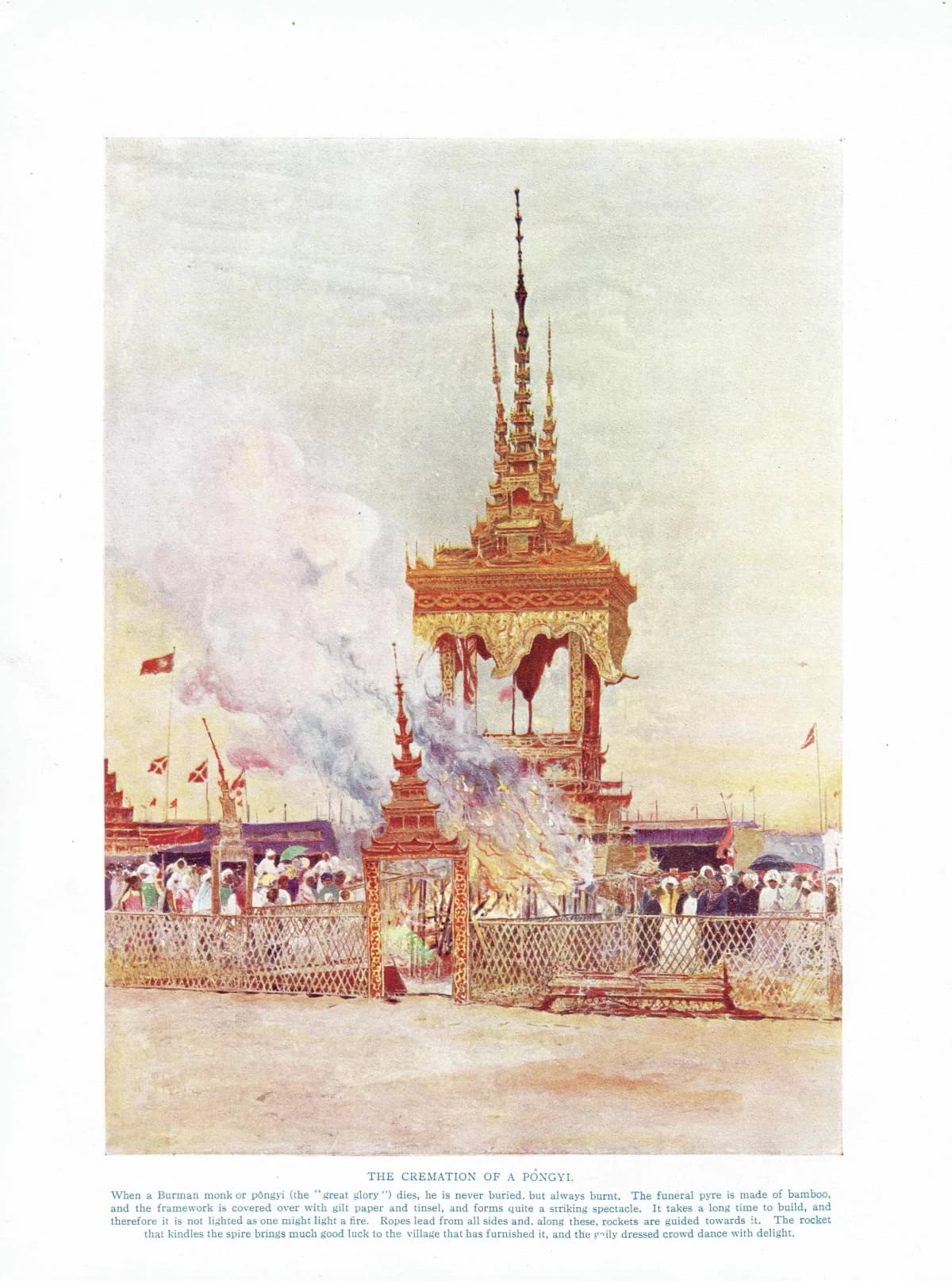 7.5 x 10 in — “Pongyi Cremation” — Print — 1913 — Book Illustration