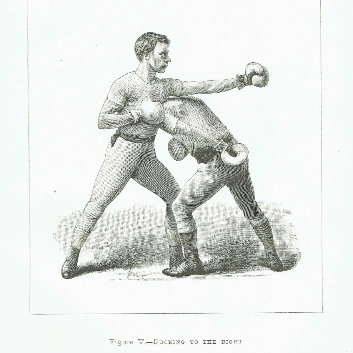 1889 Boxing Ducking Technique - Original Antique Print - Badminton Library Victorian Sports Athletic Training Illustration - 5 x 7 in