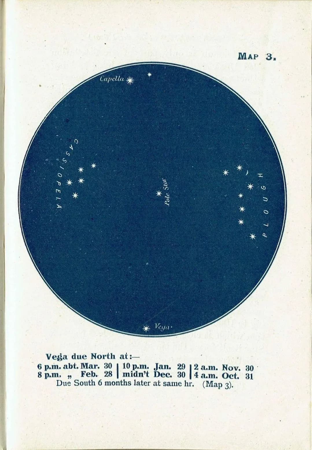 1944 Original Vega Capella Star Map Print - Constellation Chart - Vintage Astronomy Book Illustration - 4 x 6 in