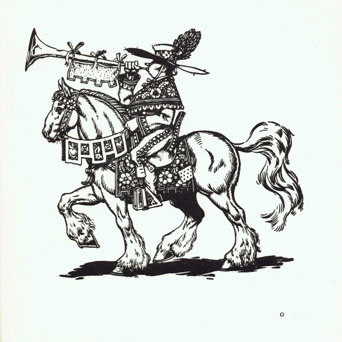 1937 Ferdinand Bull Picador Horse - Original Vintage Print - Story of Ferdinand Children's Book Illustration Pacifism - 7 x 8 in