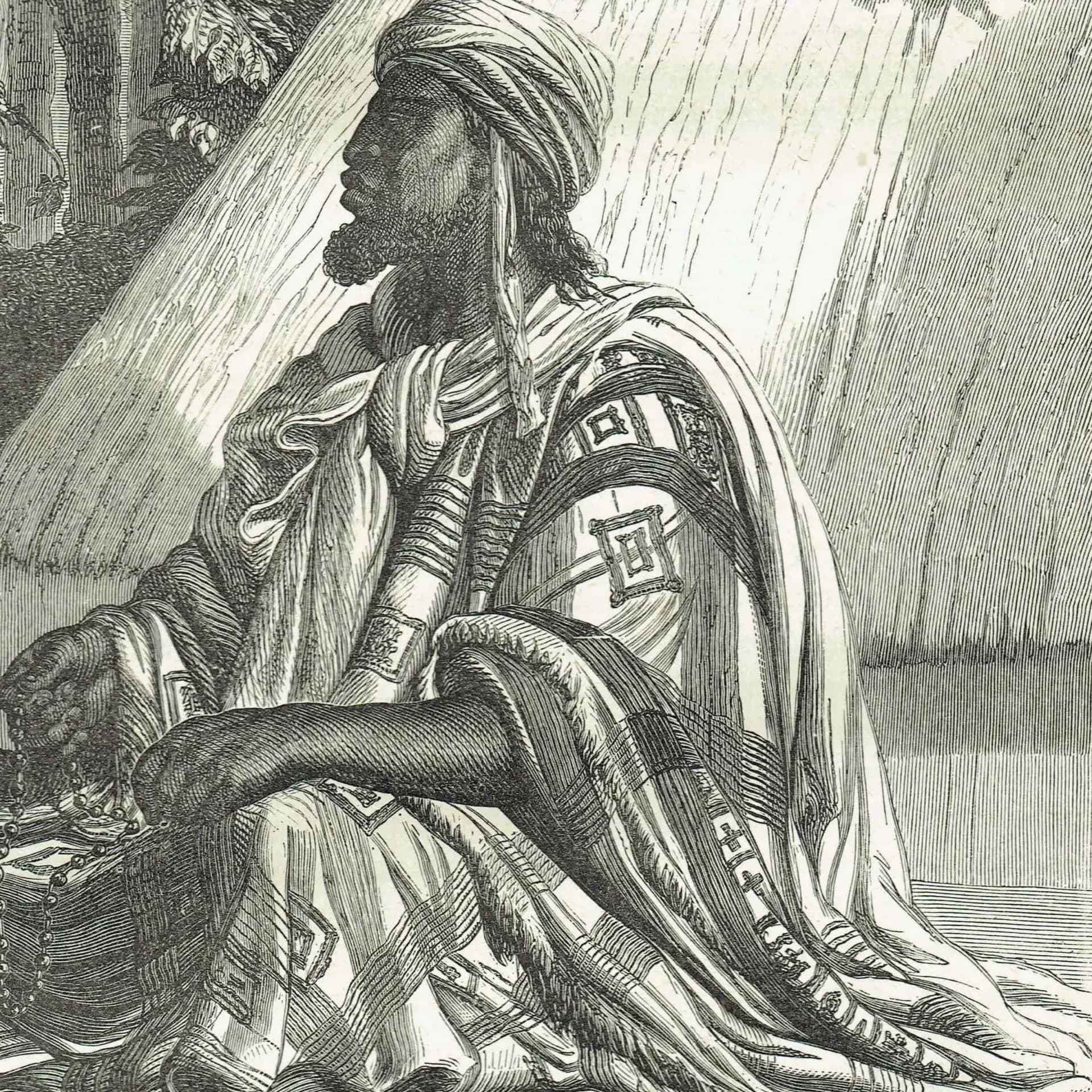 1875 Almamy Oumar Portrait - Antique Engraving - Illustrated Travels Bates West Africa Historical Figure - 8 x 11.5 in