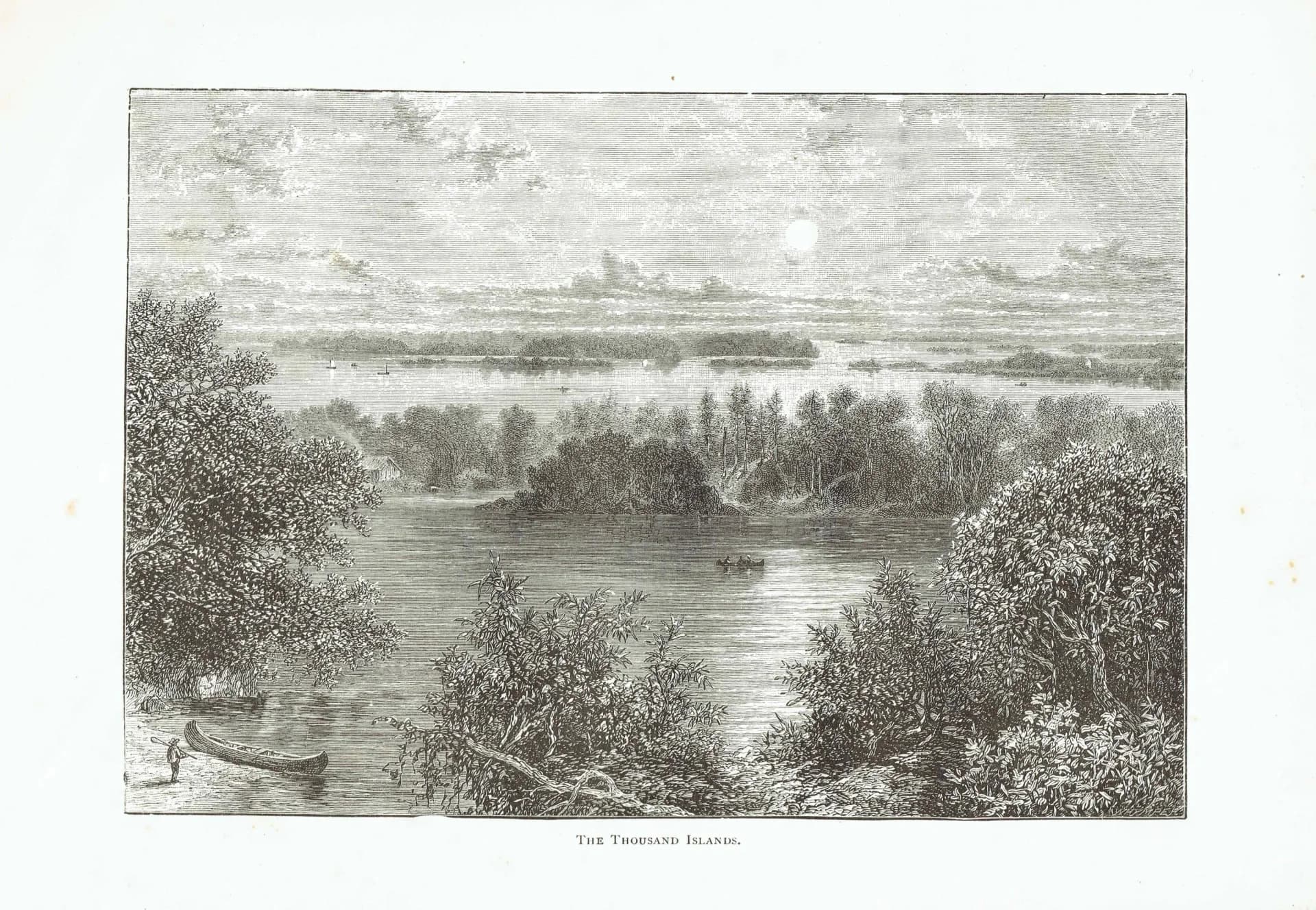 1885 Thousand Islands Canada - Antique Engraving By Lorne - St Lawrence River Victorian Landscape Canadian Travel Print - 10 x 7 in