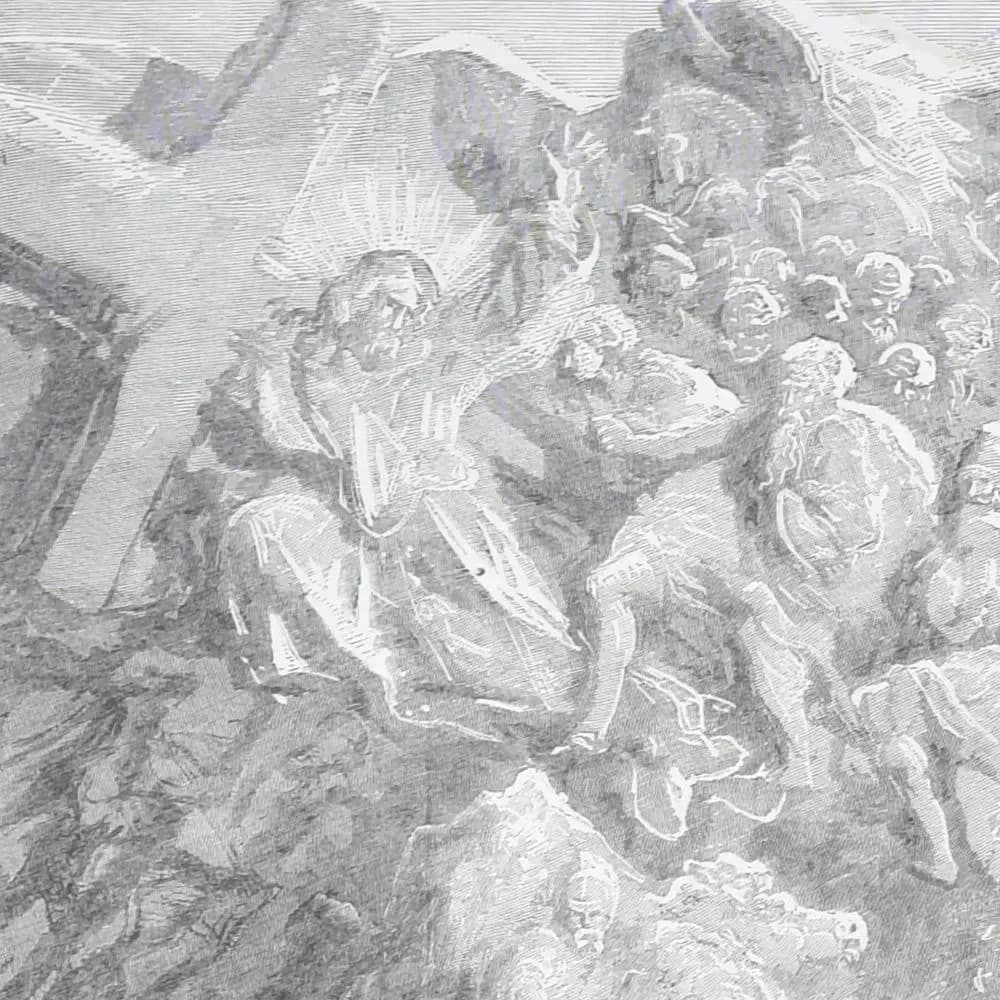 1866 Gustave Doré Legend Of The Wandering Jew Witnessing Calvary Plate 8 - Original Antique Engraving - Gothic Christian - 14 x 20 in