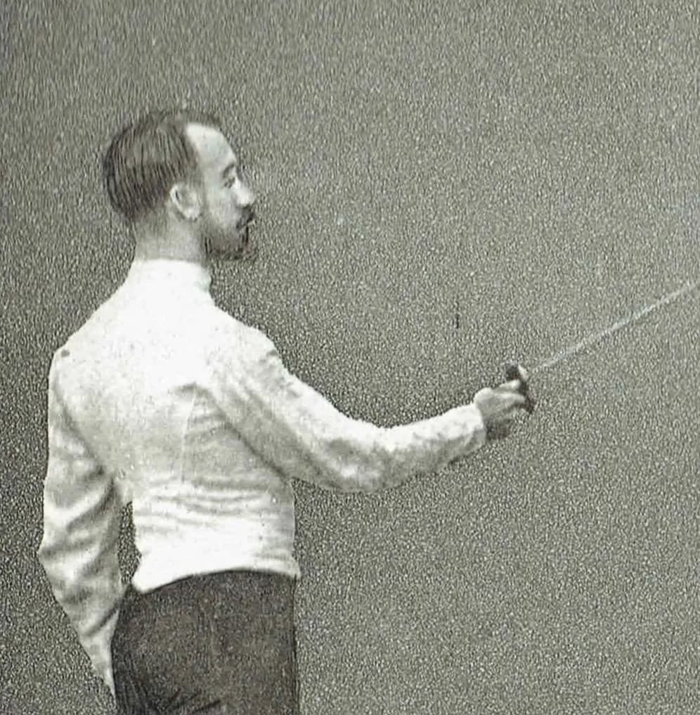 1889 Fencing Salute Recognition to the Left - Original Antique Engraving - Badminton Library Victorian Sports Instruction Manual - 5 x 7 in