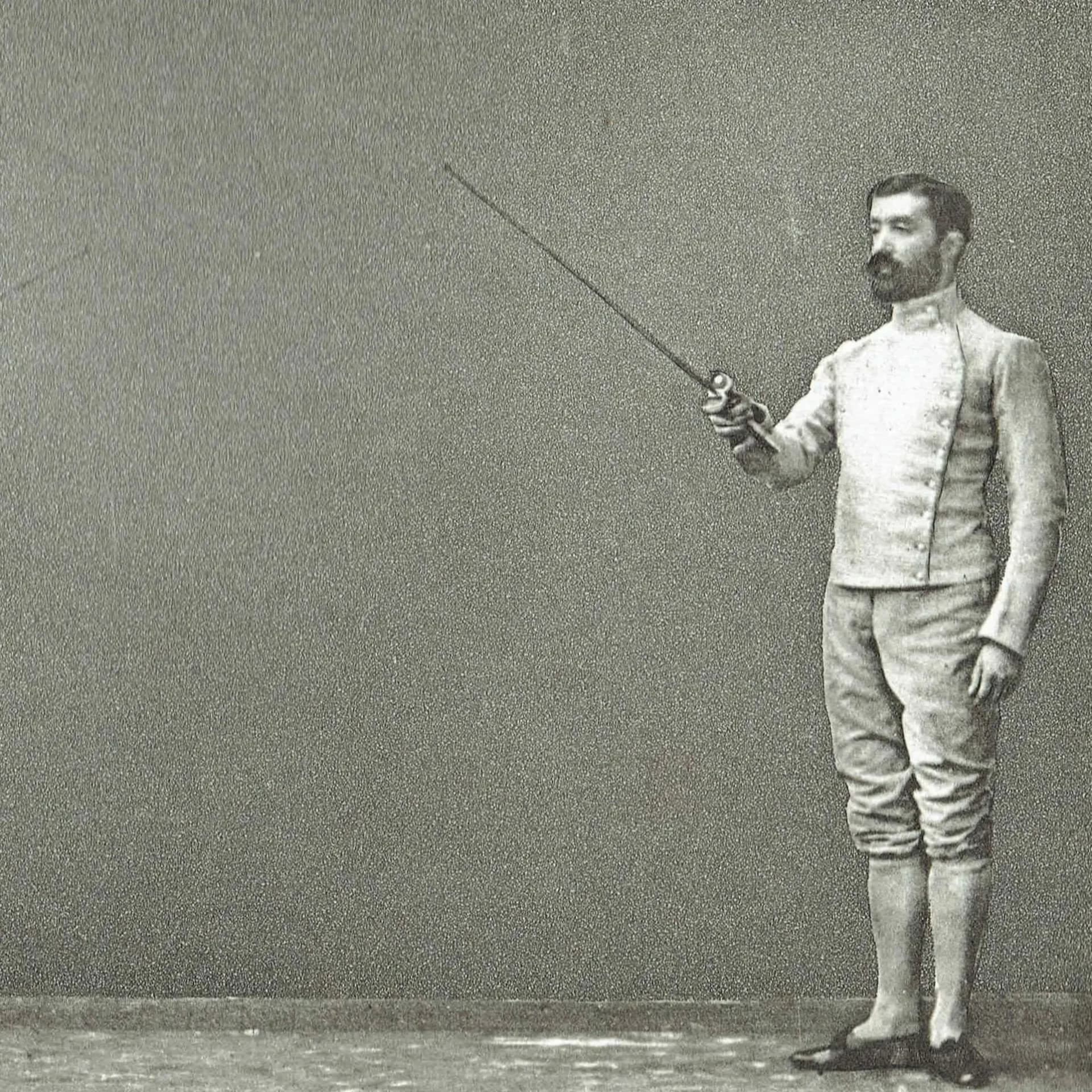 1889 Fencing Salute Recognition to the Left - Original Antique Engraving - Badminton Library Victorian Sports Instruction Manual - 5 x 7 in