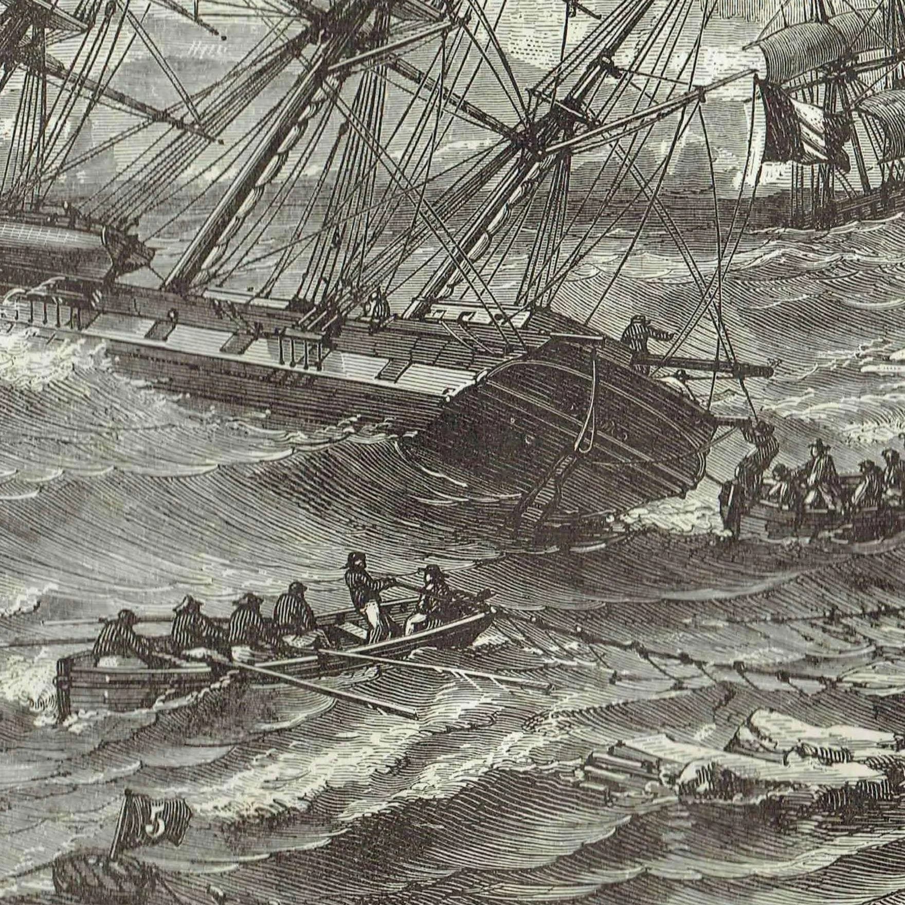 1870s Coast View of Iceland - Antique Engraving - Victorian Sailing Ships Nautical Travel Arctic Scene - 8 x 11.5 in