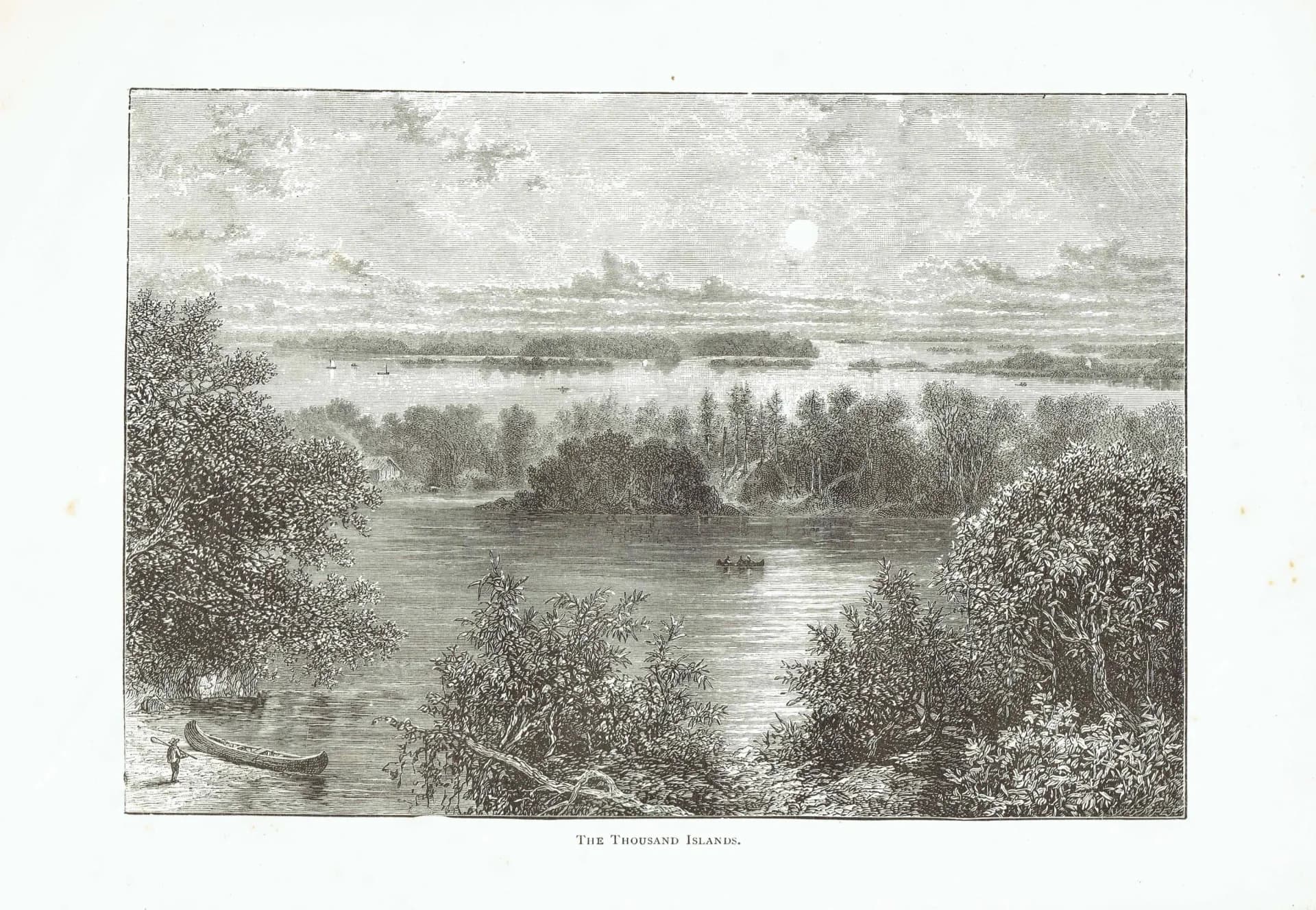1885 Thousand Islands Canada - Antique Engraving By Lorne - St Lawrence River Victorian Landscape Canadian Travel Print - 10 x 7 in