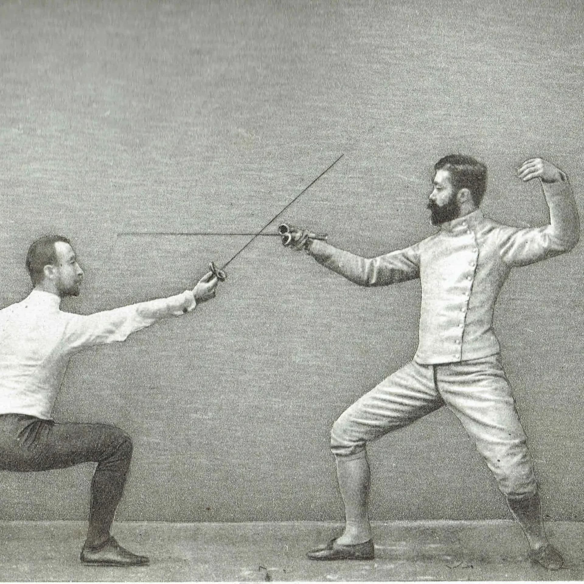 1889 Parry in Septime Fencing Position - Original Antique Engraving - Badminton Library Victorian Sport Combat Technique - 5 x 7 in