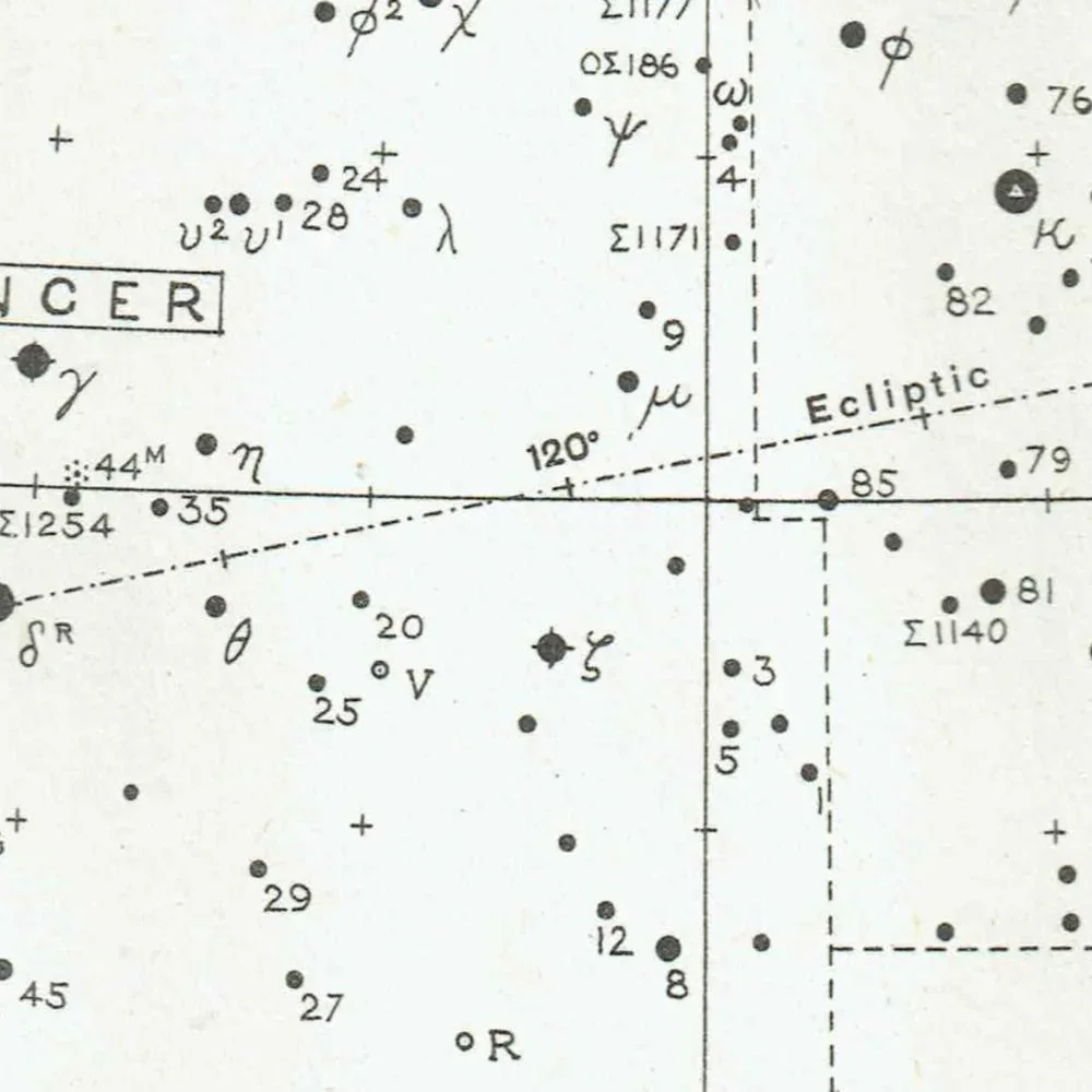 1943 Star Chart Map 8 - Original Vintage Print By Arthur P Norton - Constellation Astronomy Celestial Atlas Gall Inglis - 8.5 x 10.4 in