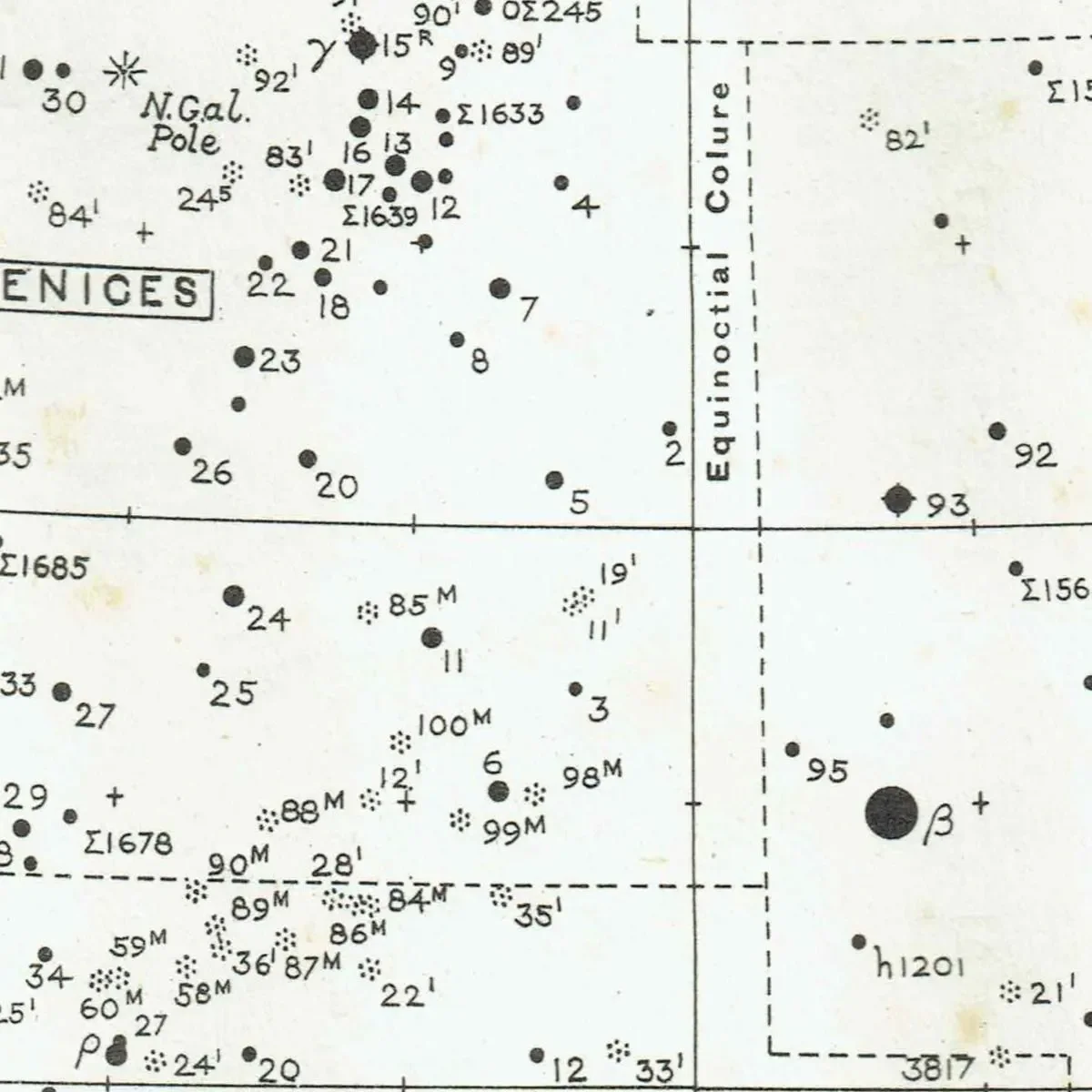 1943 Leo & Virgo Star Chart - Original Vintage Print By Norton - Celestial Map Astronomy Constellation Atlas Night Sky - 8.5 x 10.4 in