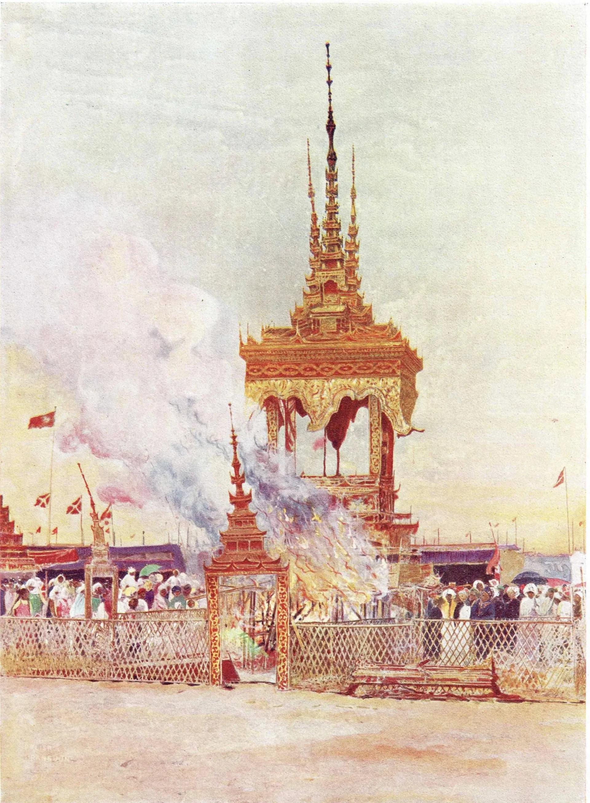 7.5 x 10 in — “Pongyi Cremation” — Print — 1913 — Book Illustration