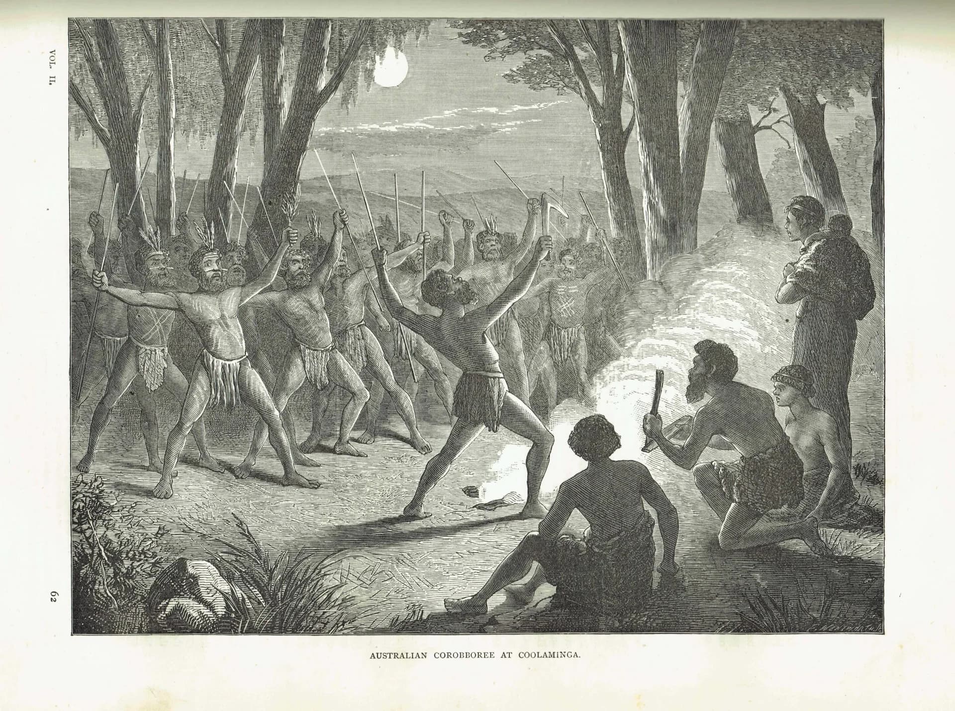1870s Australian Corroboree at Coolaminga - Antique Print - Victorian Travel Aboriginal Ceremony Illustration - 11.5 x ...