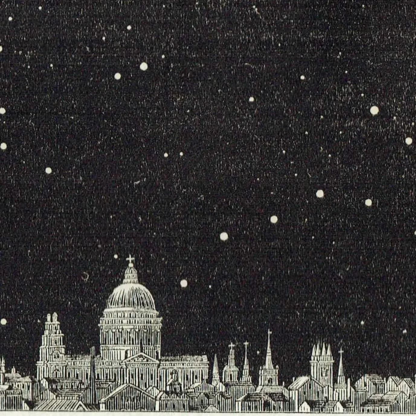 1868 Midnight Sky at London - Original Antique Print - Victorian Astronomy Star Chart North South Views October - 6.25 x 10 in