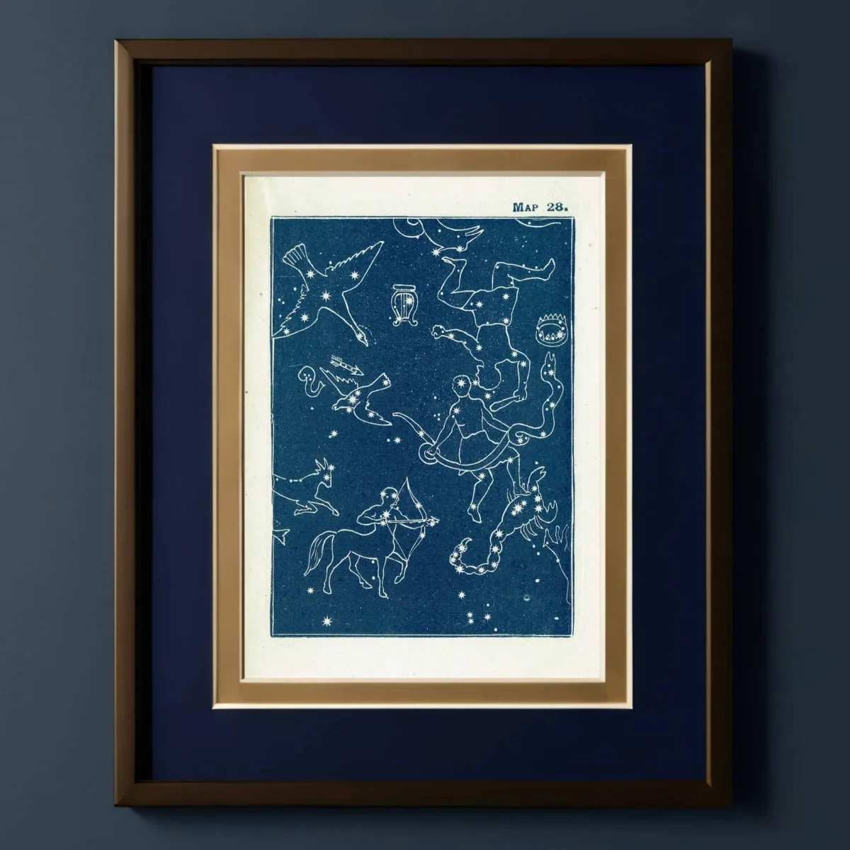 1944 Original Vega Quarter Summer Constellation Figures Stars Print - Celestial Navigation Map - Rev James Gall Atlas - 4 x 6 in