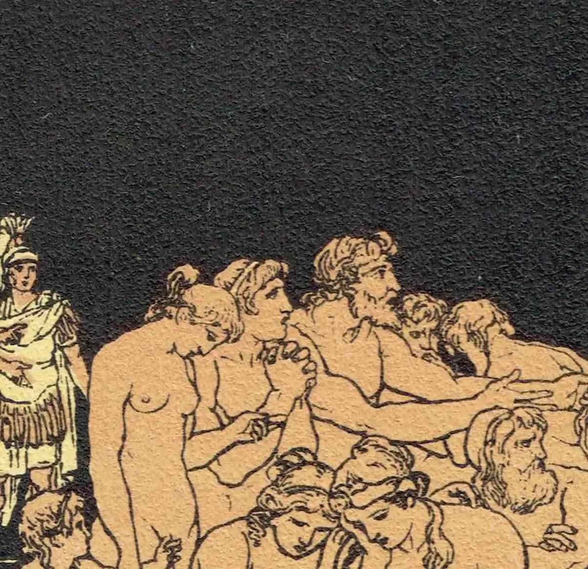 1879 Charon and the Ghosts - Original Antique Print By Pinelli - Stories From Virgil Classical Mythology Underworld - 7.5 x 5 in