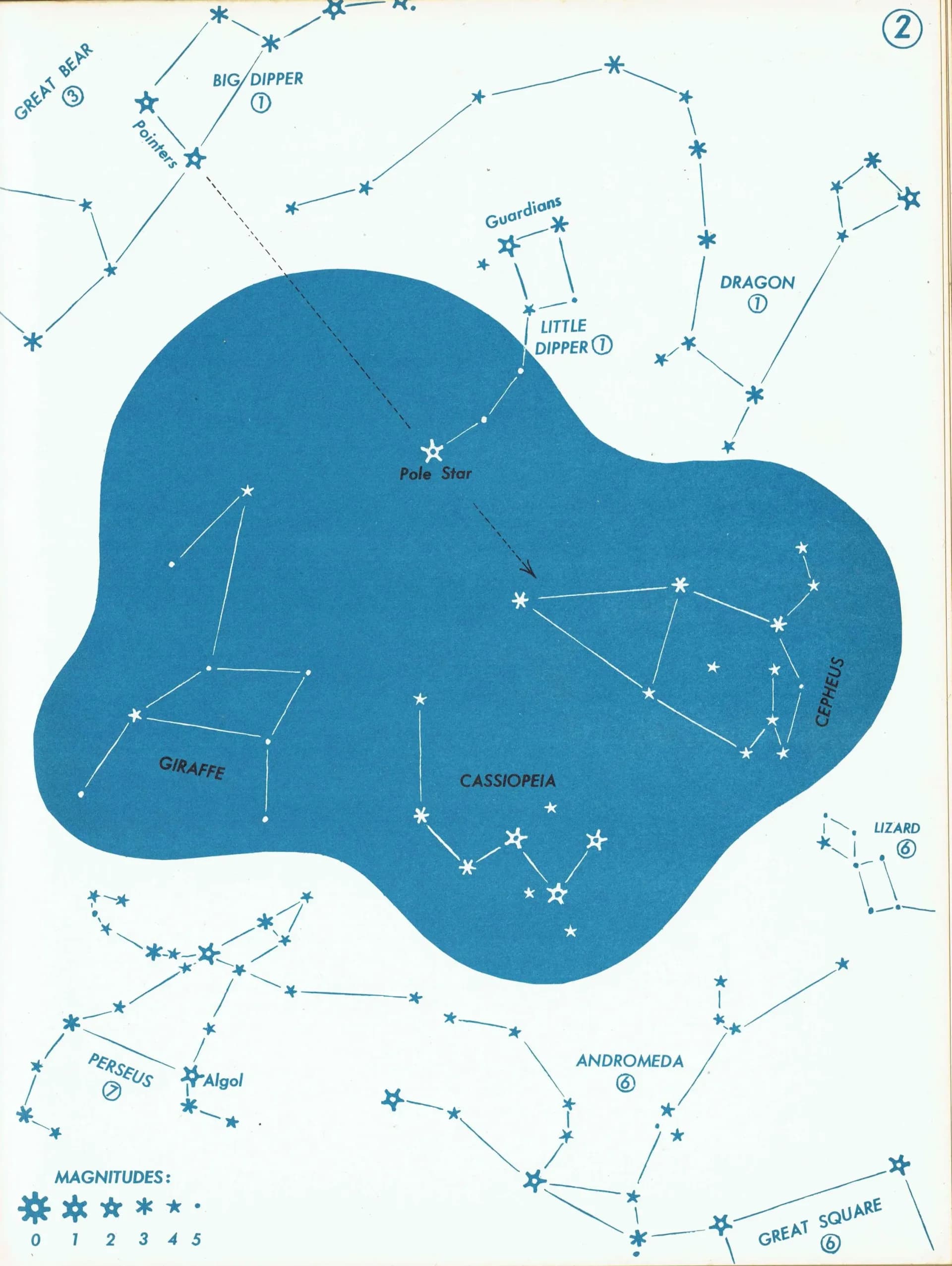 1952 Cepheus Giraffe Cassiopeia Constellation - Original Vintage Print By H.A. Rey - Celestial Navigation Astronomy Chart - 8 x 11 in