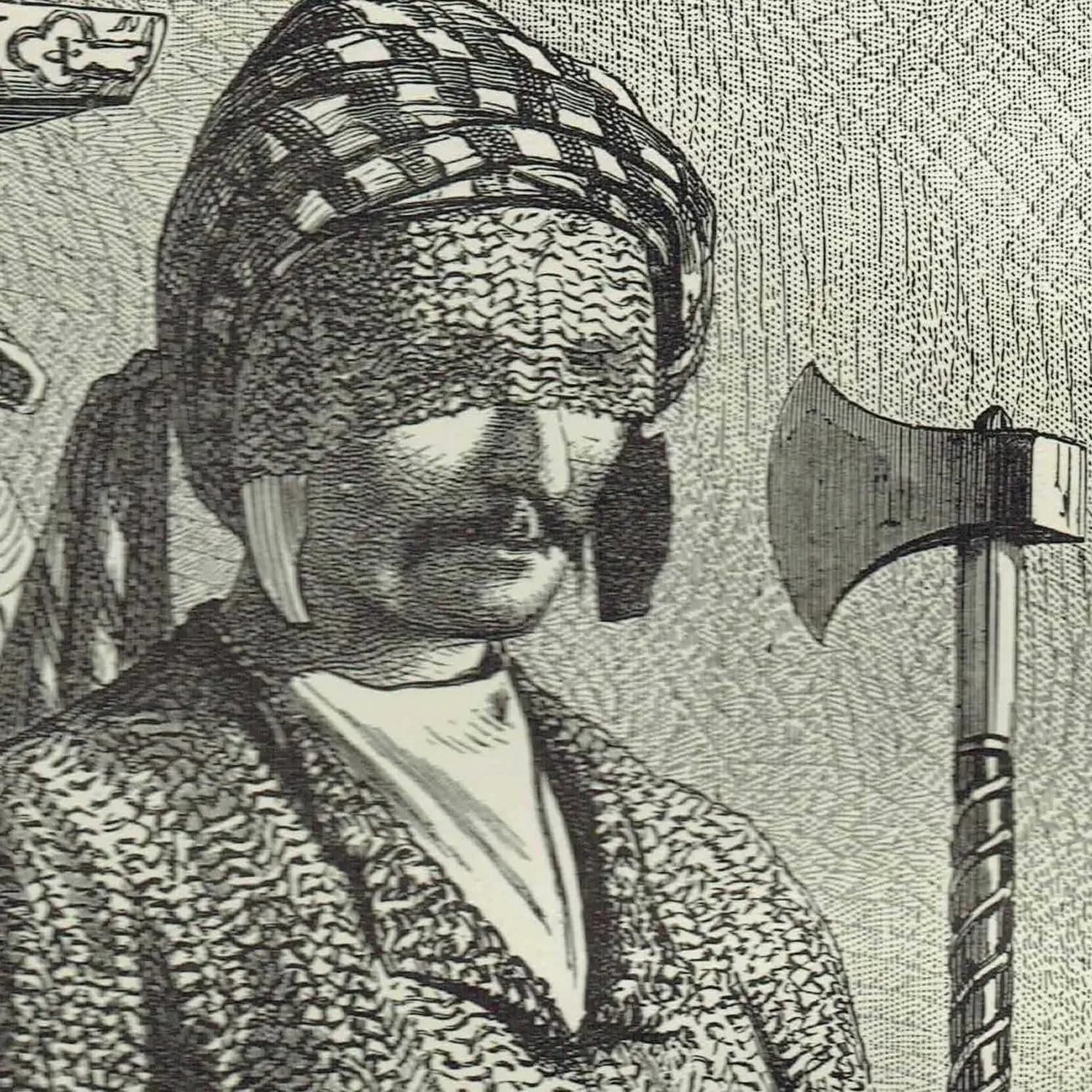 1870s Caucasian Prince in Chain Armour - Antique Print - Victorian Travel Portrait Caucasus Warrior Illustration - 8 x 11.5