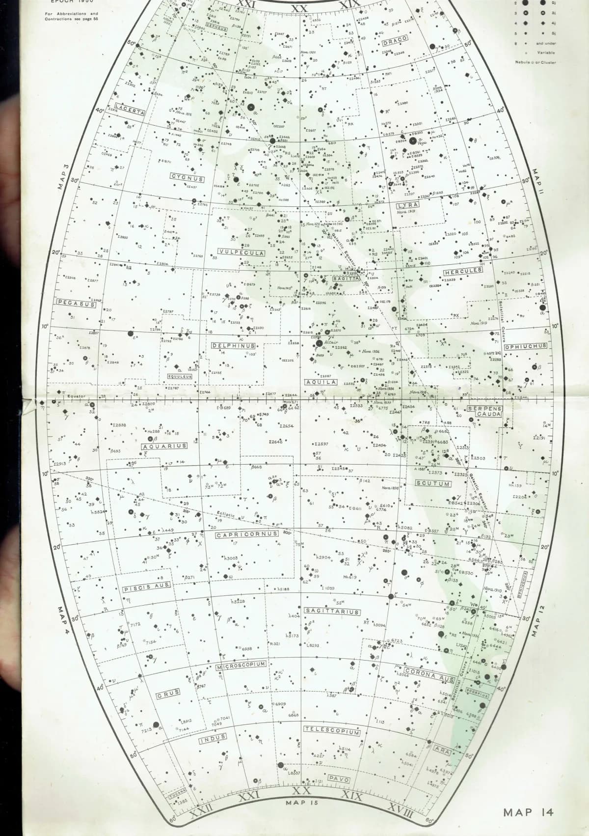1943 Cygnus & Lyra Star Chart - Original Vintage Print By Norton - Map 14 Celestial Atlas Astronomy Constellation Decor - 8.5 x 10.4 in