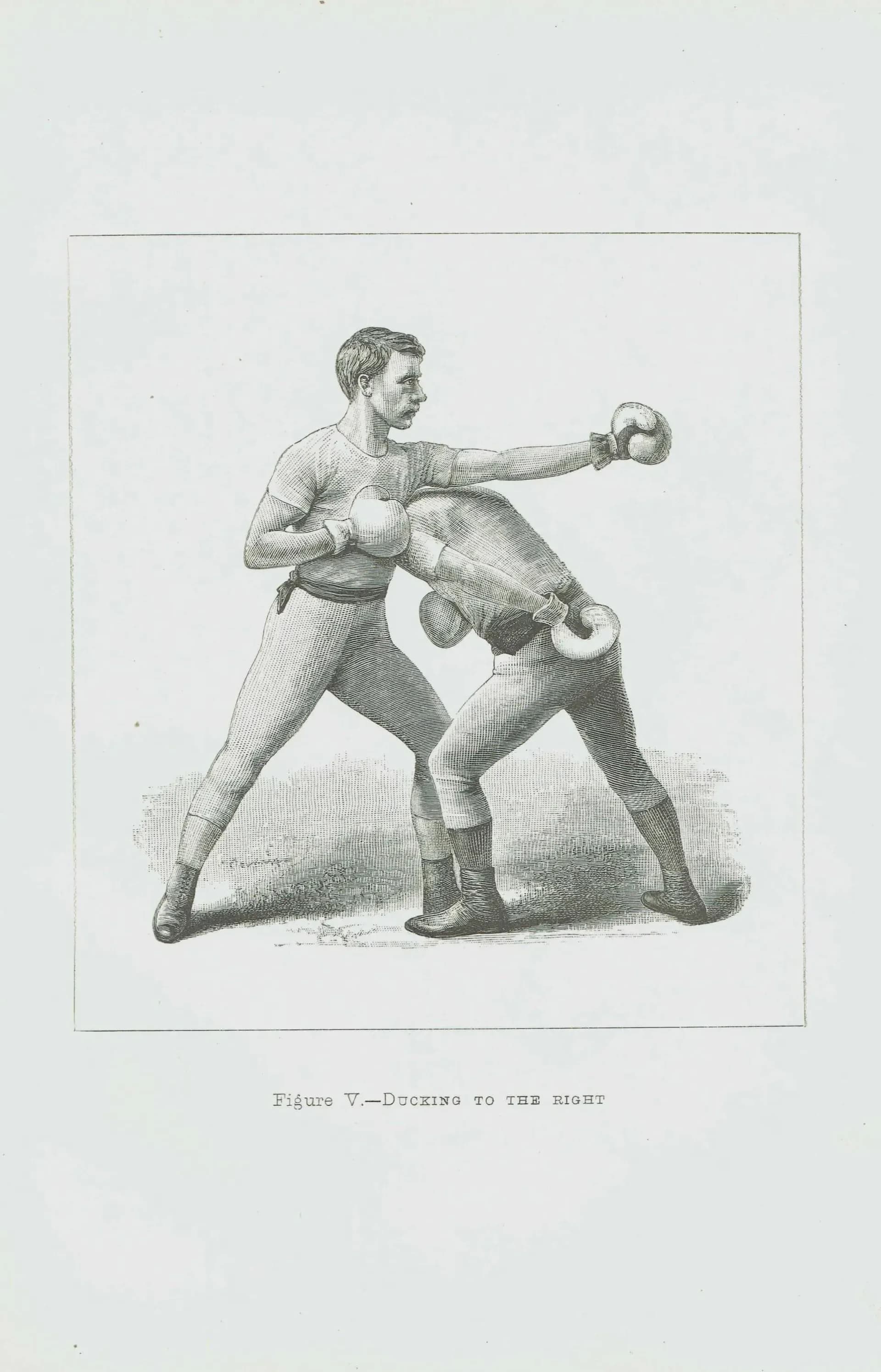 1889 Boxing Ducking Technique - Original Antique Print - Badminton Library Victorian Sports Athletic Training Illustration - 5 x 7 in