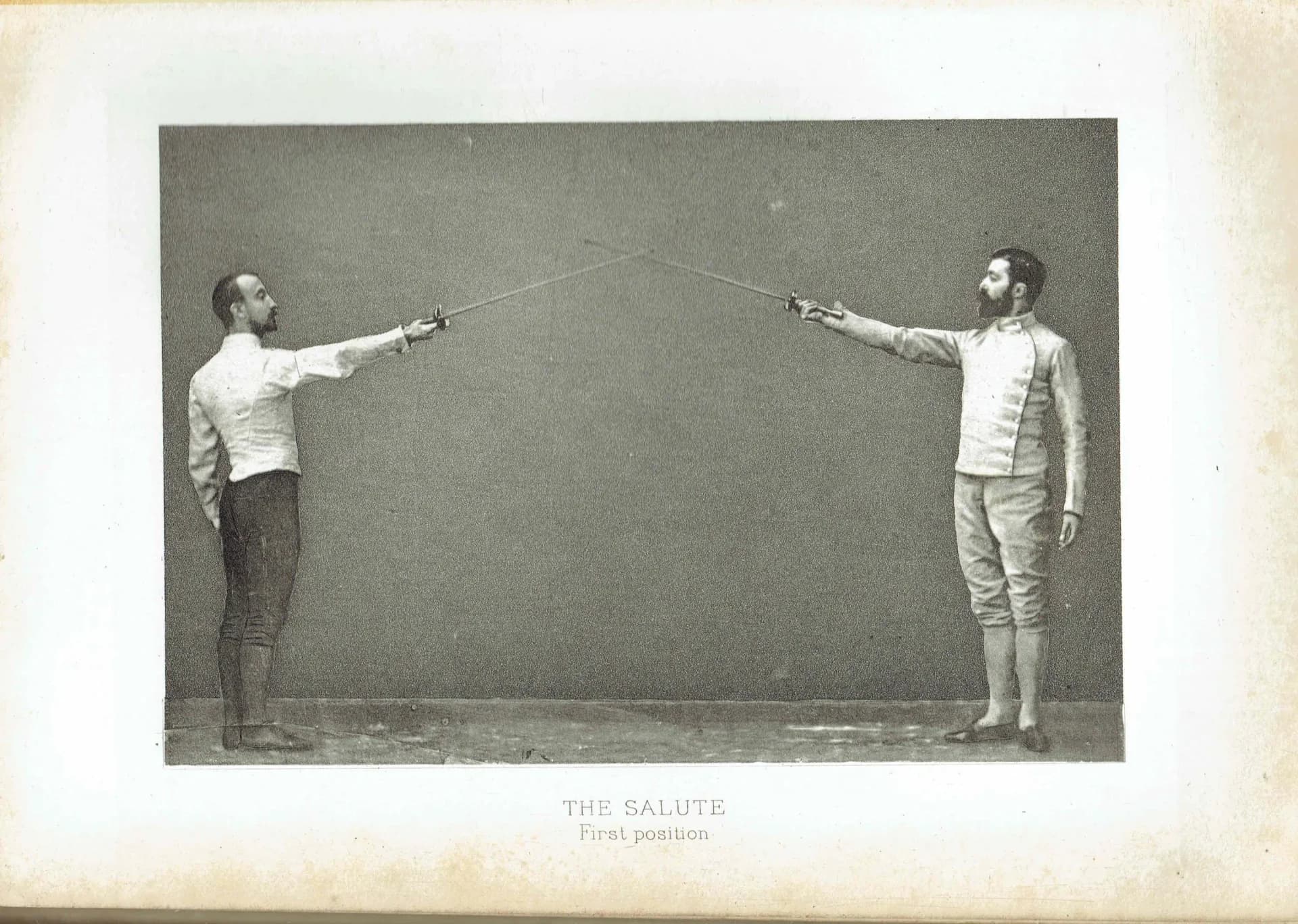 1889 Fencing Salute First Position - Original Antique Engraving - Badminton Library Victorian Sports Instruction Manual - 5 x 7 in