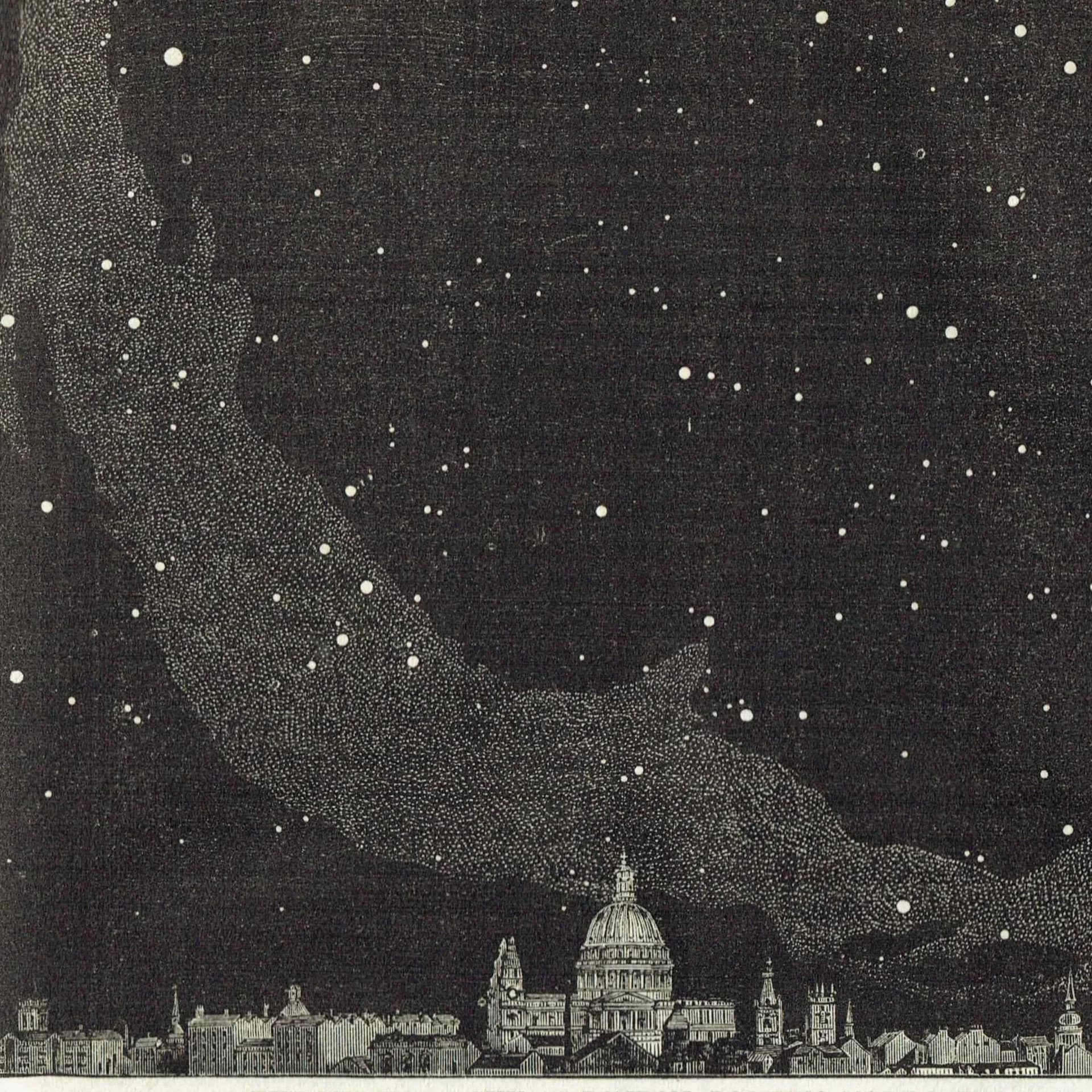 1868 Midnight Sky at London North & South - Original Antique Print - Victorian Astronomy Star Chart Milky Way Science - 6.25 x 10 in