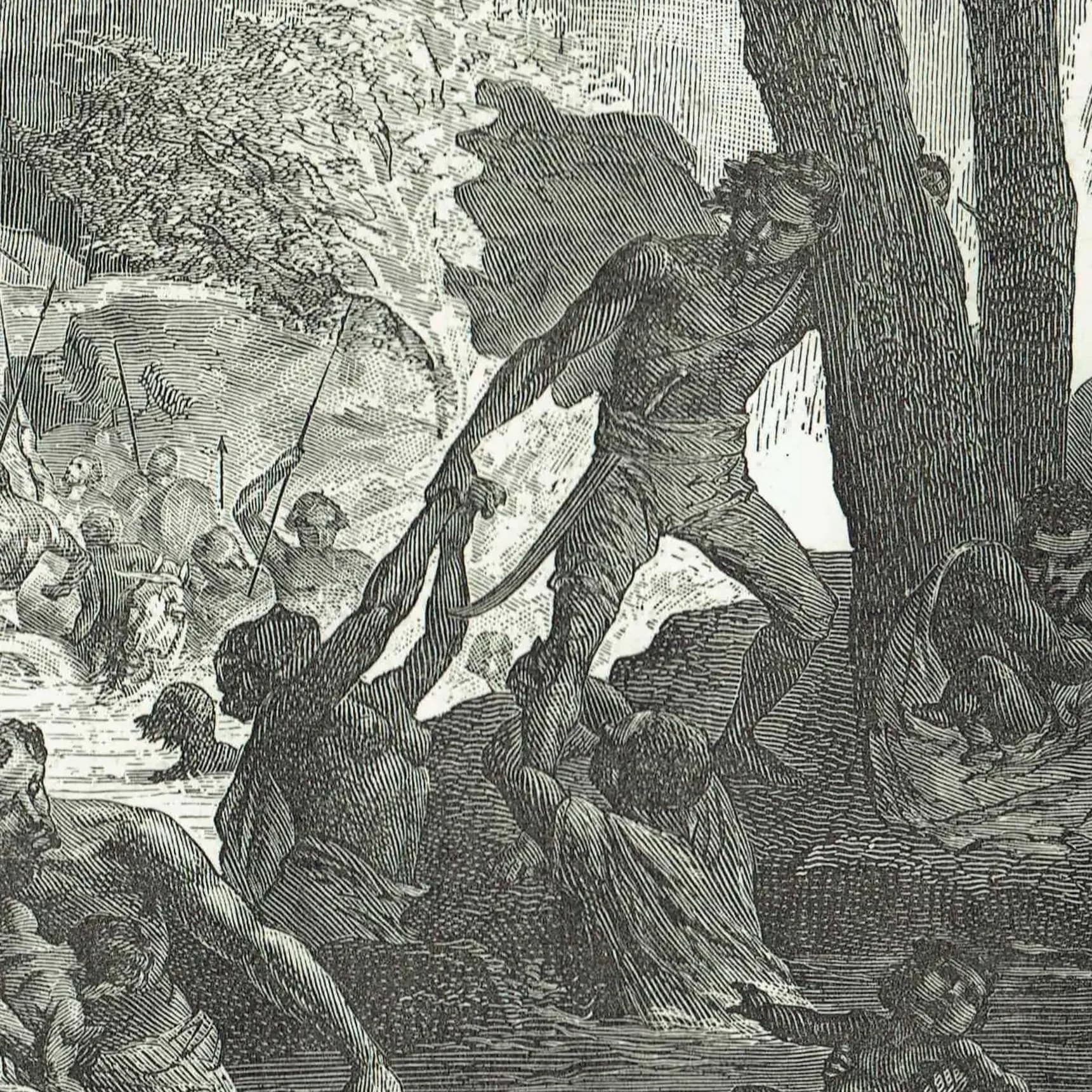 1869 Army of Theodore Crossing Bashilo River - Original Antique Print - Sudan Military History Victorian Exploration Africa - 11.75 x 8.7...