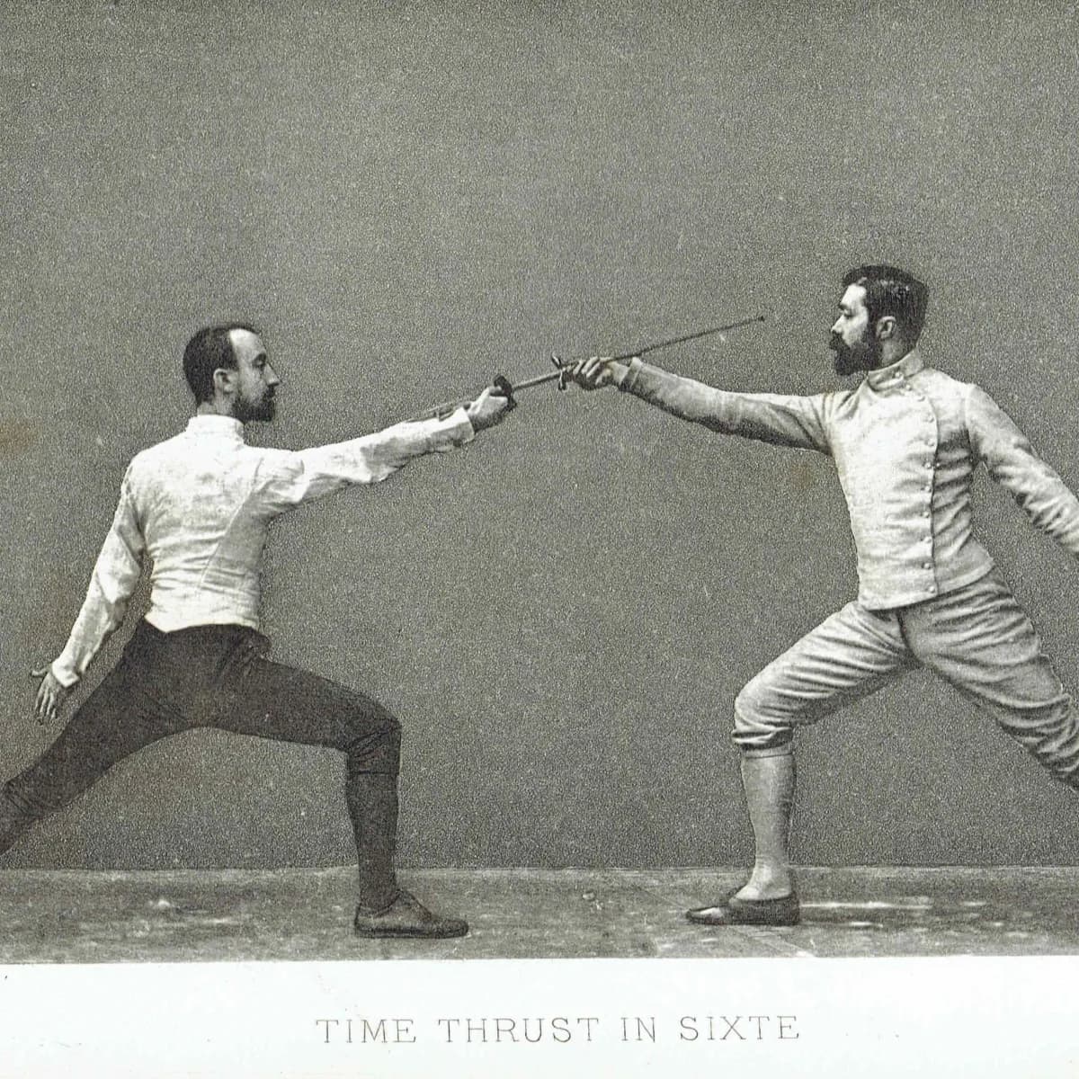 1889 Time Thrust In Sixte - Original Antique Engraving - Badminton Library Fencing Victorian Sports Educational Print - 7 x 5 in