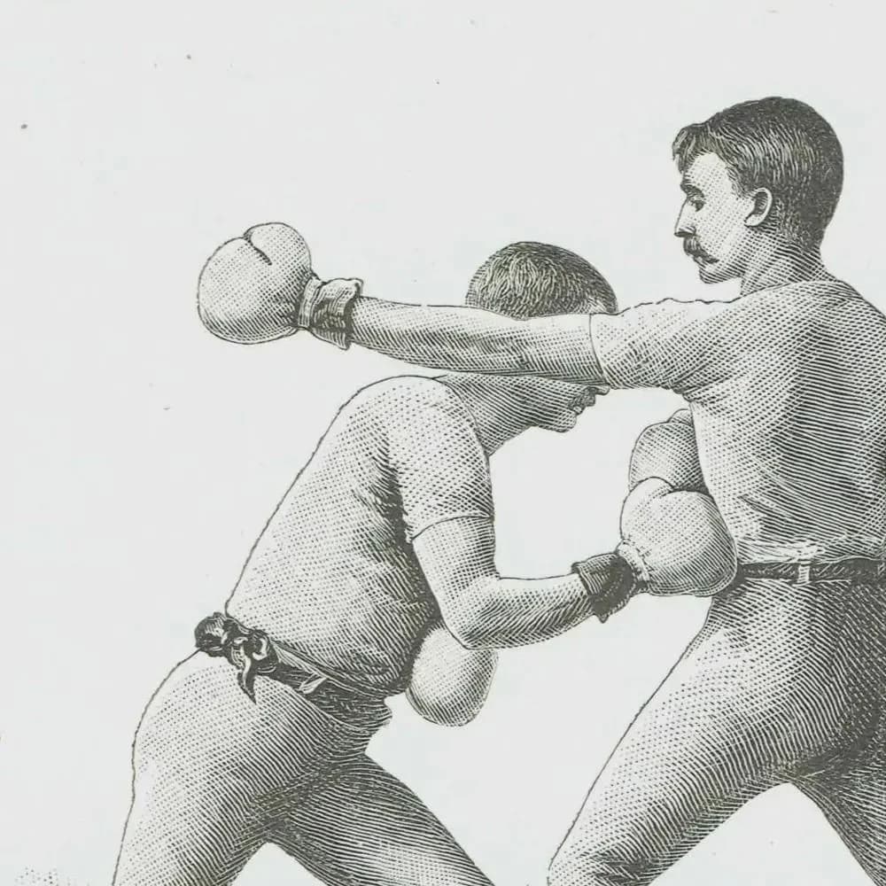 1889 Cross-Counter Body-Blow Boxing - Original Antique Print - Badminton Library Victorian Sports Pugilism Athletic - 5 x 7 in