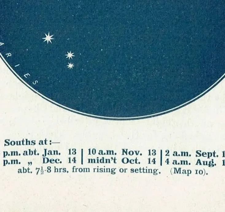 1944 Original Andromeda Aries Constellation Star Map Print - Celestial Navigation Chart - Vintage Astronomy Guide - 4 x 6 in