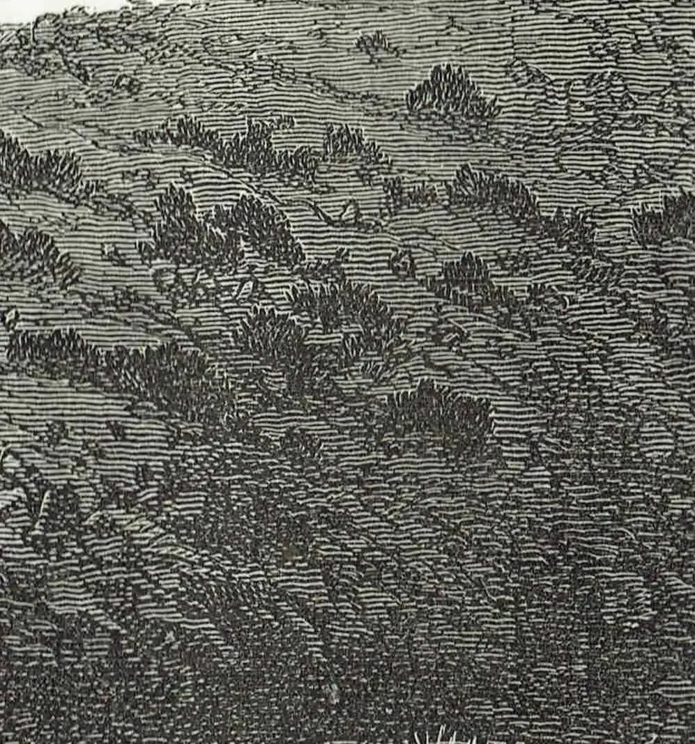 1870s Fort Bowie Arizona Apache Attack Scene Woodblock Print - Western Military History - Victorian Travel Geography - 12 x 8.5 in