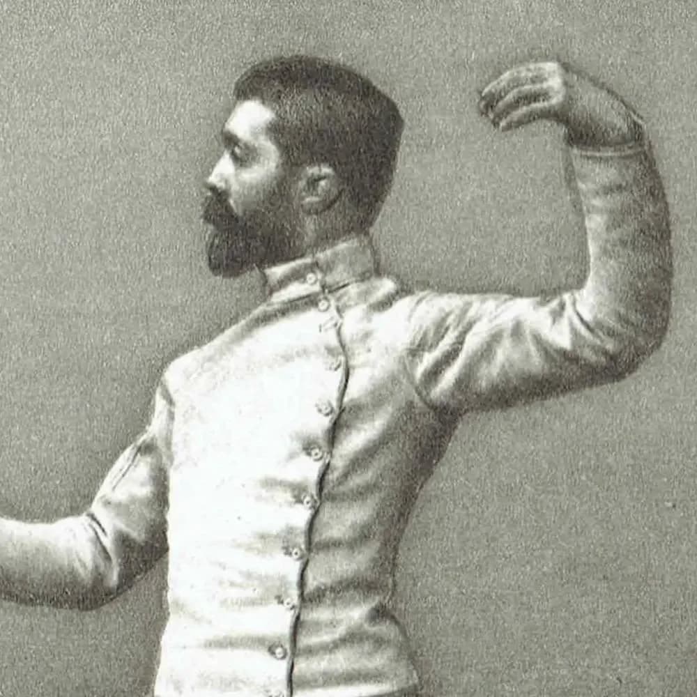 1889 Fencing On Guard Second Position Original Antique Engraving - Badminton Library Victorian Sports Educational Study - 5 x 7 in