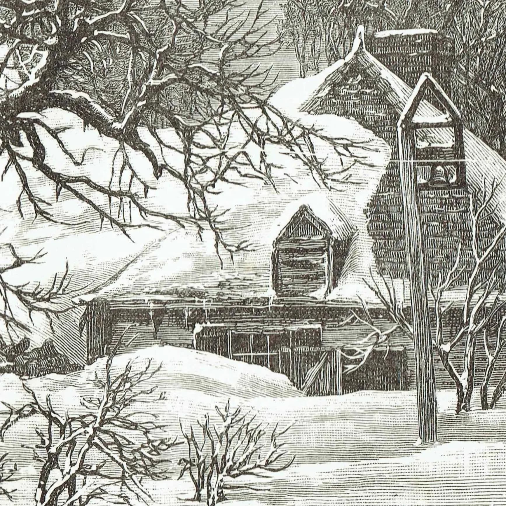 1885 Canadian Farm Snowed-Up - Antique Print By Lorne - Canadian Pictures Winter Landscape Rural Scene - 10 x 7 in