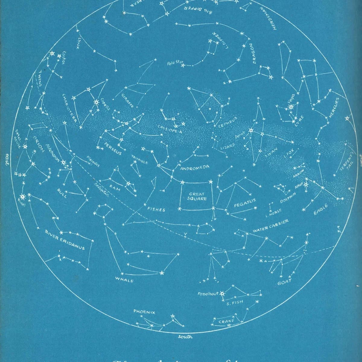 1952 Autumn Sky Star Chart - Original Vintage Print By H.A. Rey - Constellation Map Celestial Astronomy Educational - 8 x 11 in