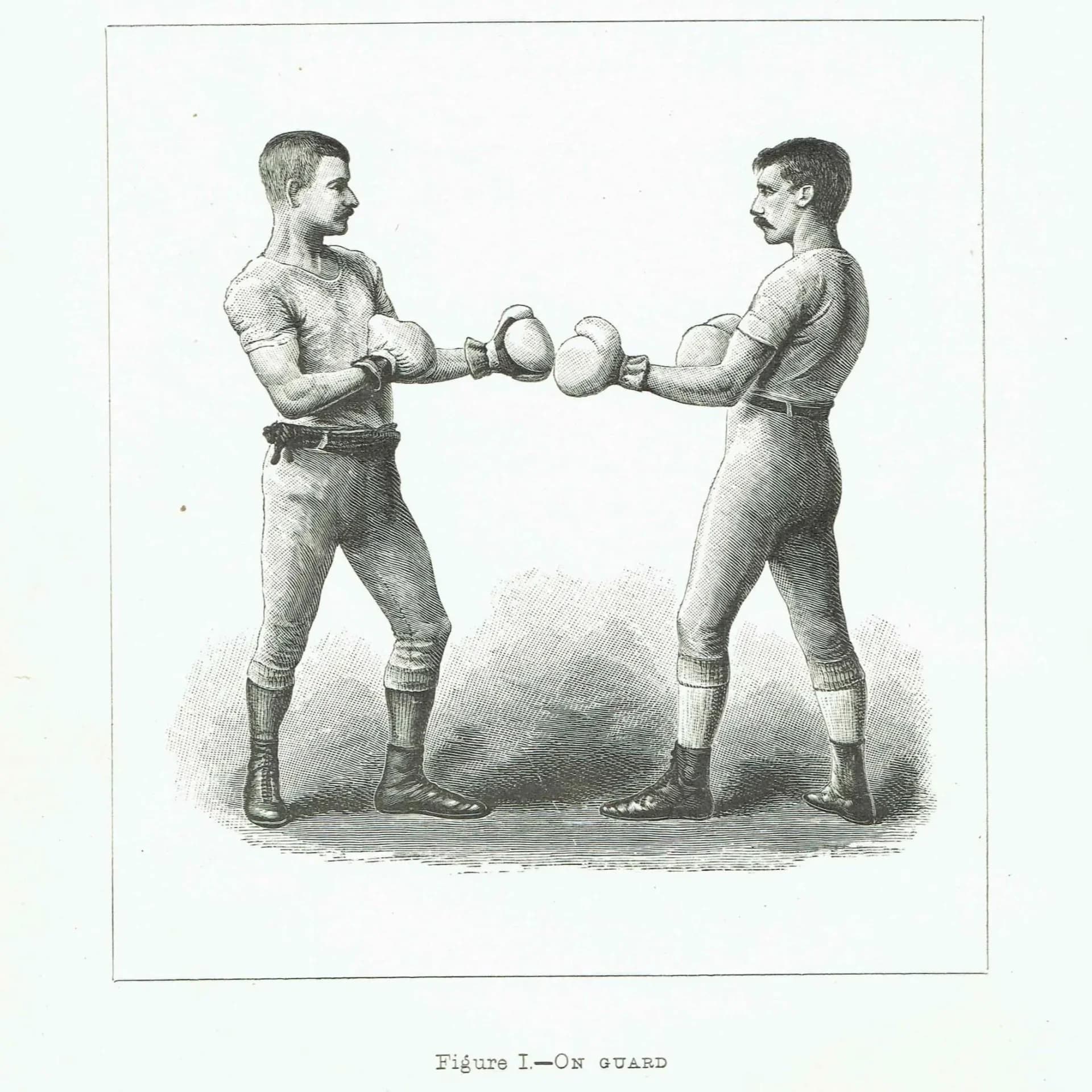 1889 Boxing On Guard Position - Original Antique Print - Badminton Library Victorian Sports Pugilism Athletic Training - 5 x 7 in