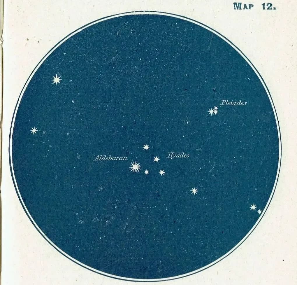 1944 Original Taurus Bull Constellation Star Map Print - Vintage Astronomy Atlas - Scientific Navigation Guide - 4 x 6 in
